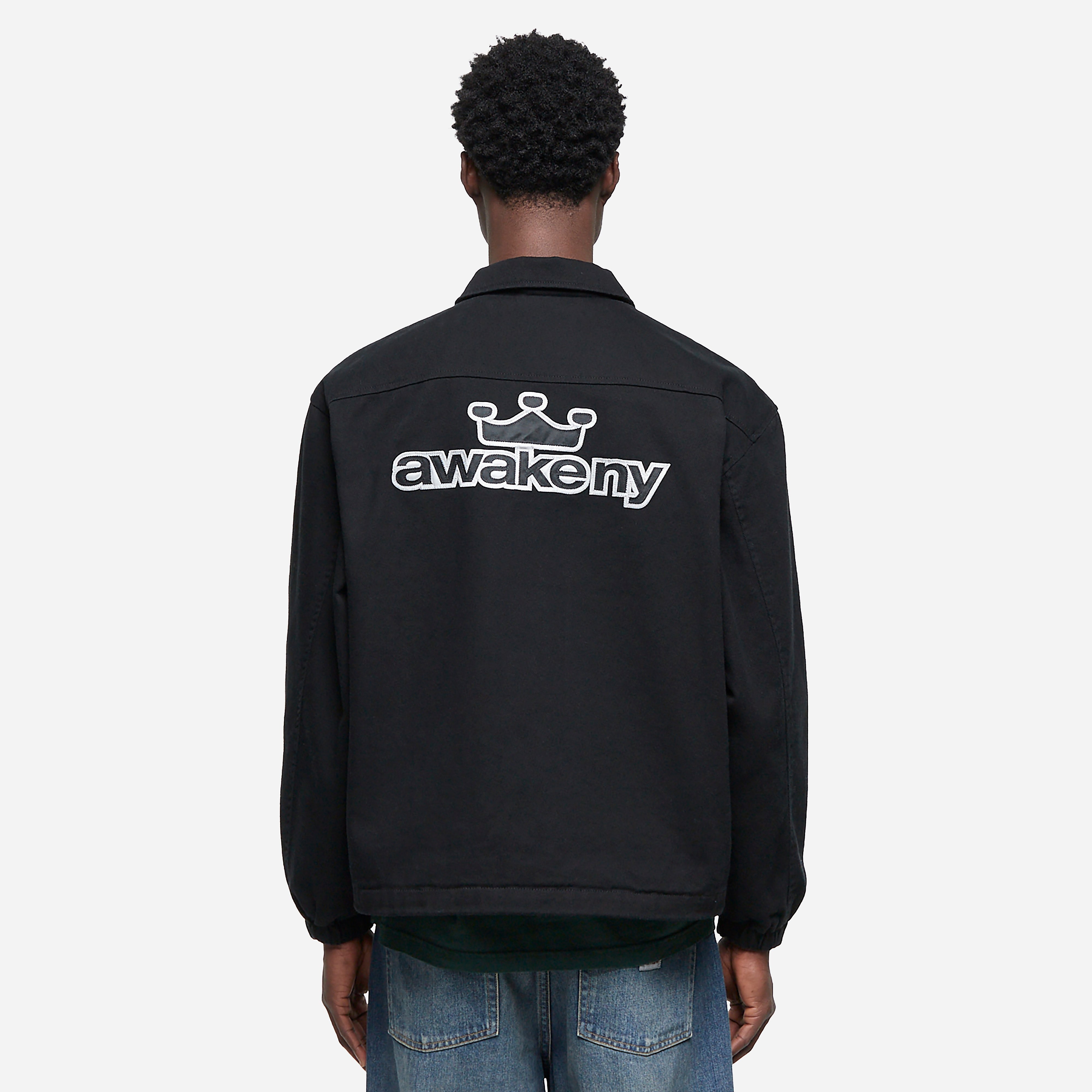 Awake NY Crown Logo Coaches Jacket, Black