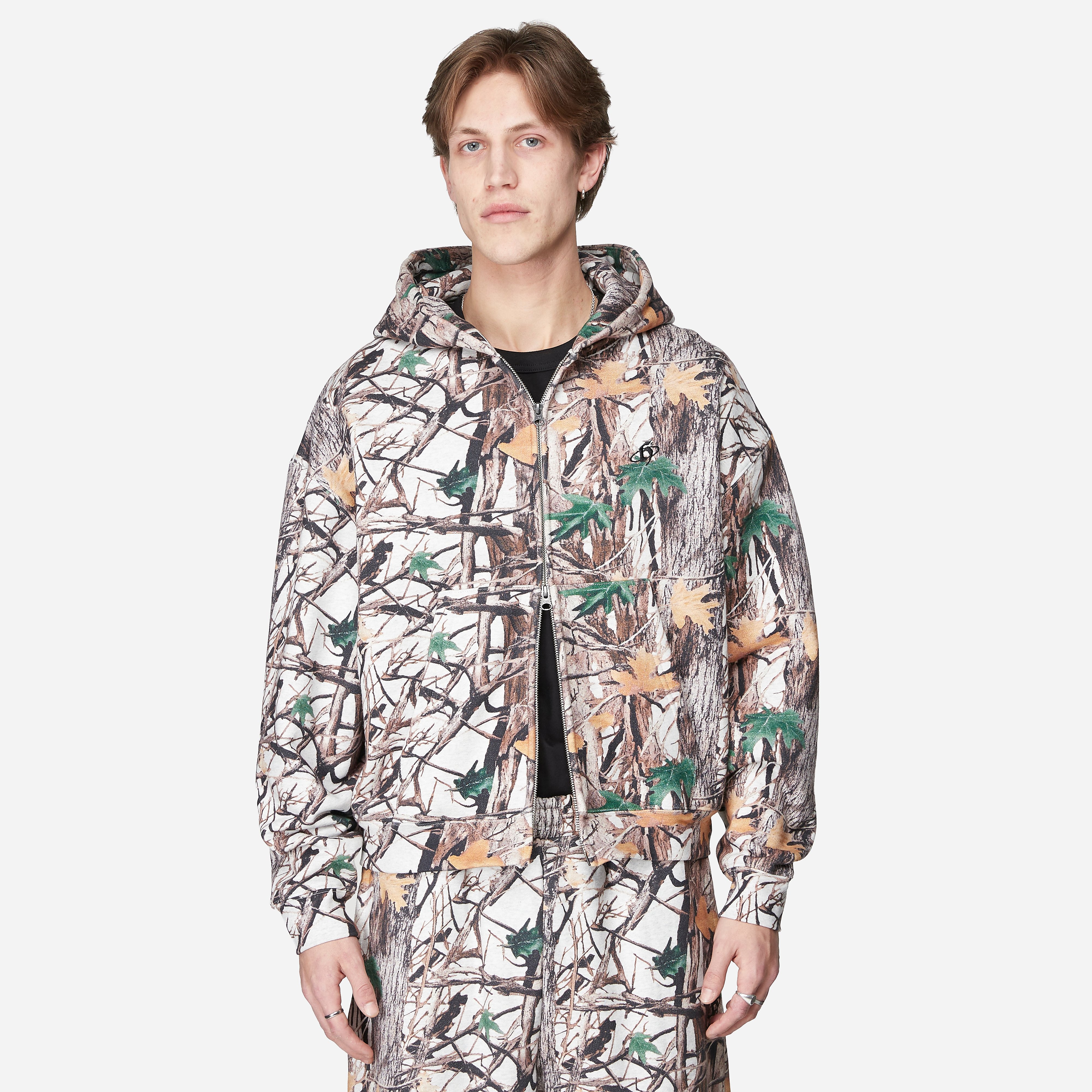 Home Grown Brutal Tree Camo Zip Hoodie in Beige