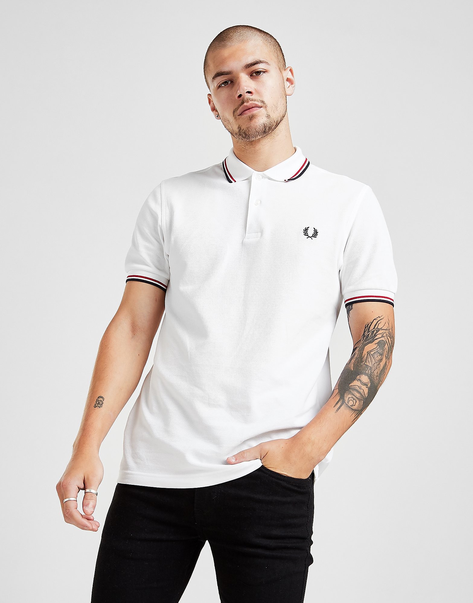 

Fred Perry Twin Tipped Polo Shirt - White - Mens, White