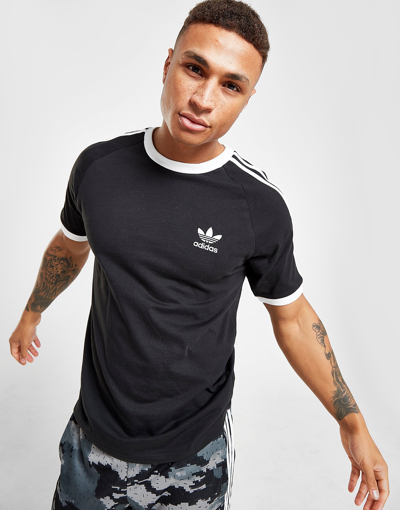 

adidas Originals 3STRIPES TEE - Black/White - Mens, Black/White