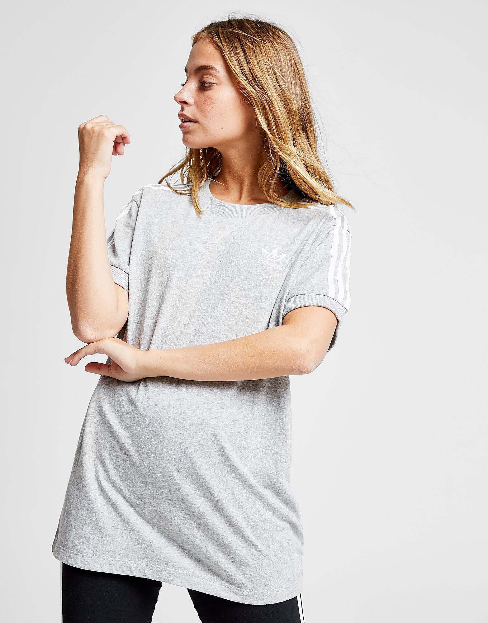 Adidas Originals 3 Stripes California T Shirt Dames Grijs adidas originals kopen in de aanbieding