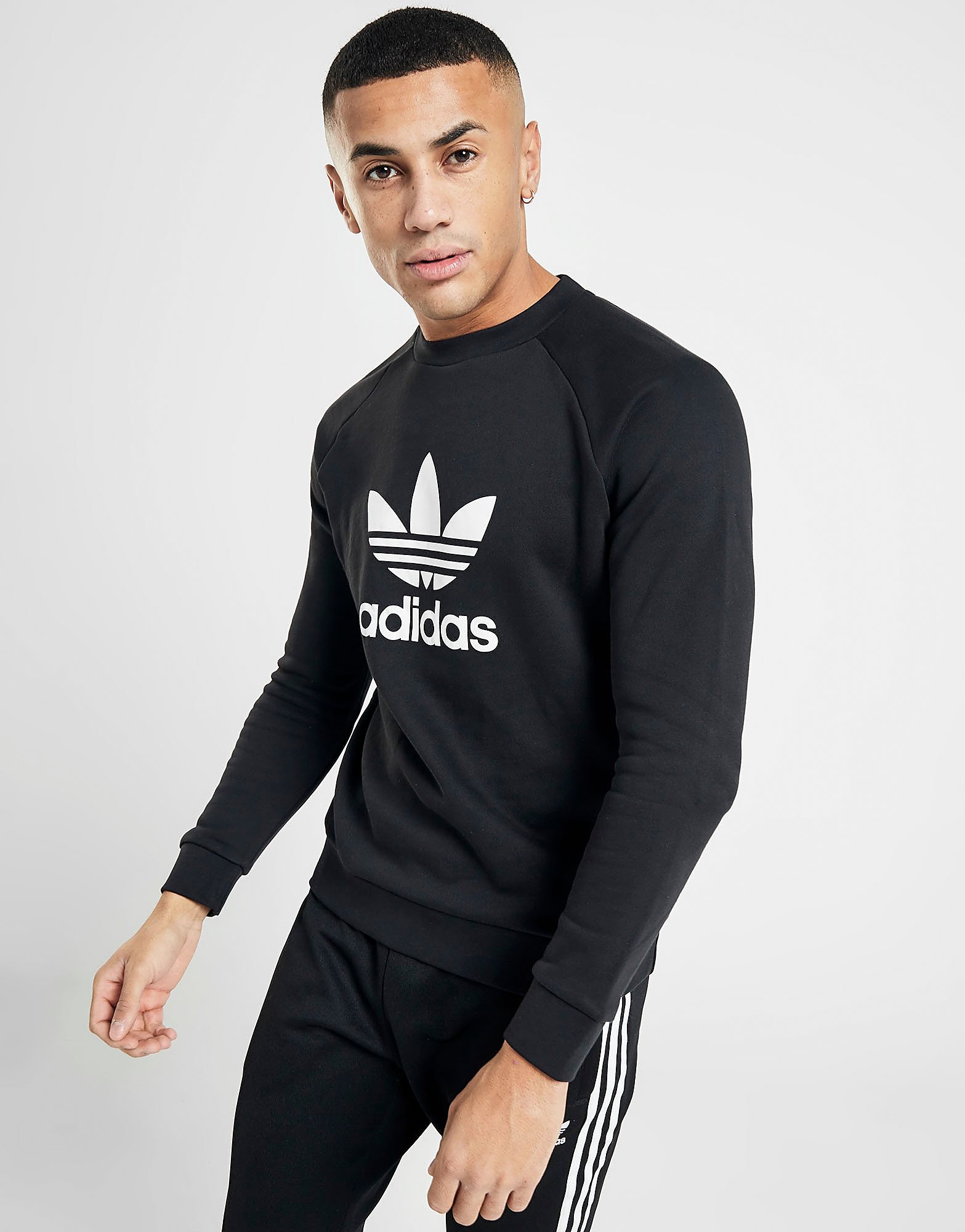 Adidas Originals Trefoil Crew Sweatshirt Heren Zwart adidas originals kopen in de aanbieding