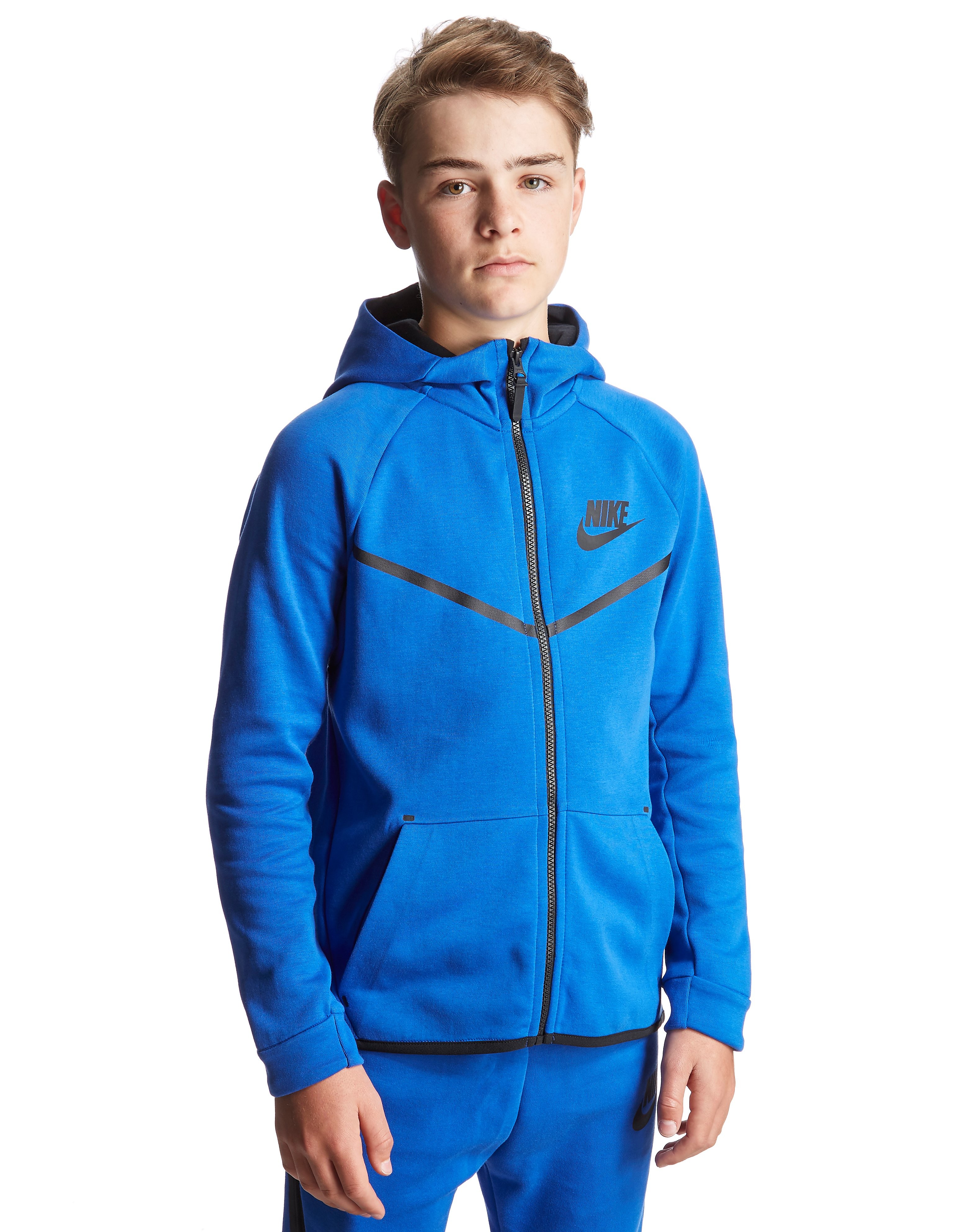 Nike Tech Windrunner Hoody Junior Blue Black Kids Sports King Store