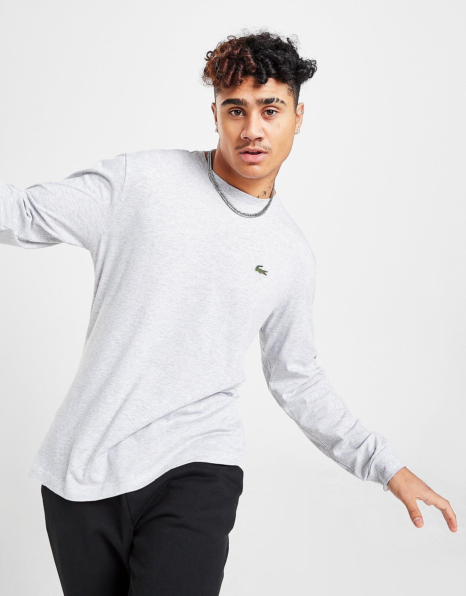 

Lacoste Long Sleeve Croc T-Shirt - Grey - Mens, Grey
