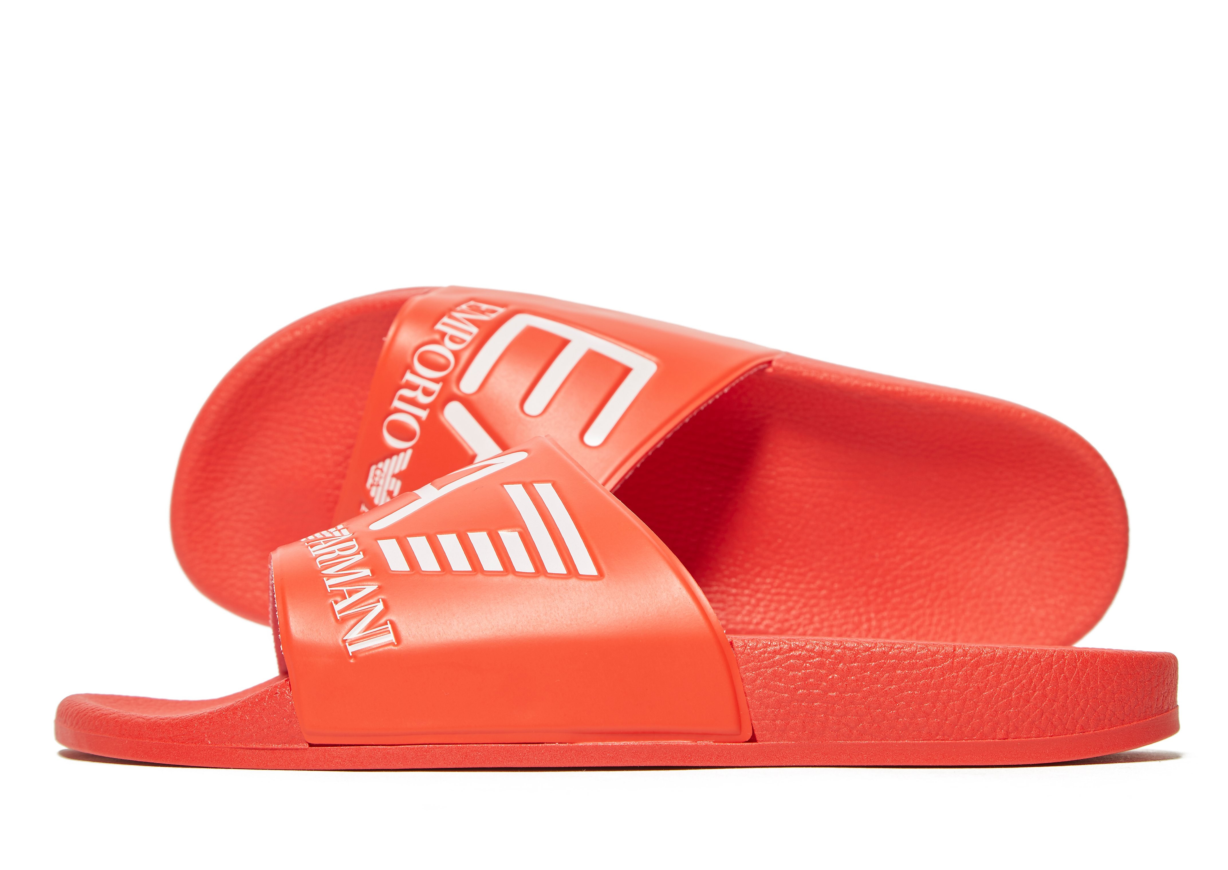 

Emporio Armani EA7 Sea World Slides - Red/White - Mens, Red/White