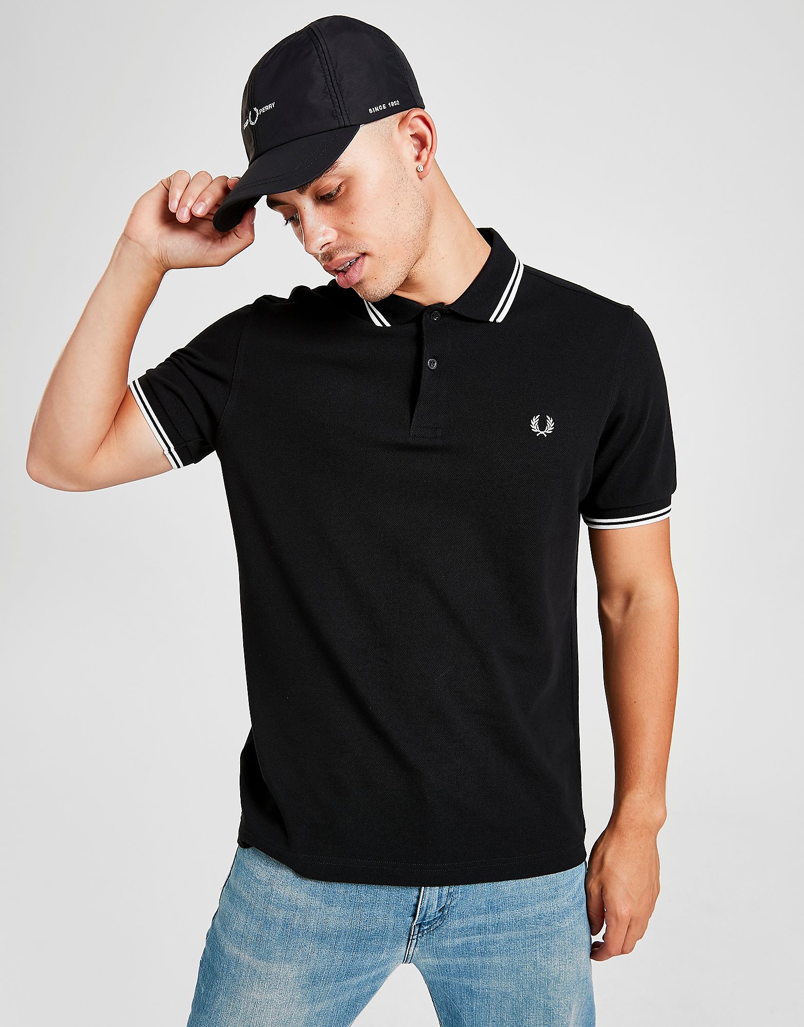 

Fred Perry Twin Tipped Polo Shirt - Black/White - Mens, Black/White