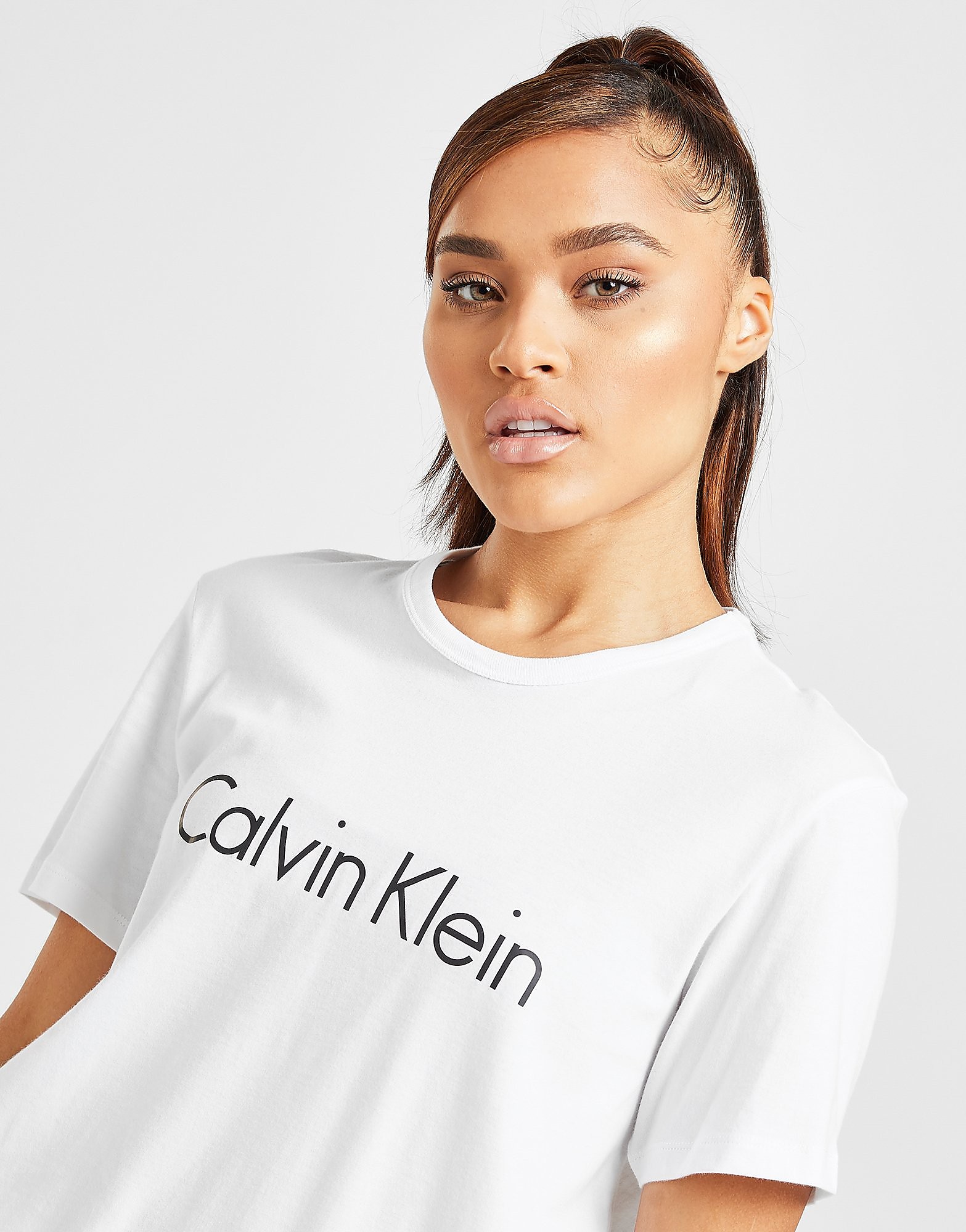 

Calvin Klein Logo T-Shirt - White/Black - Womens, White/Black