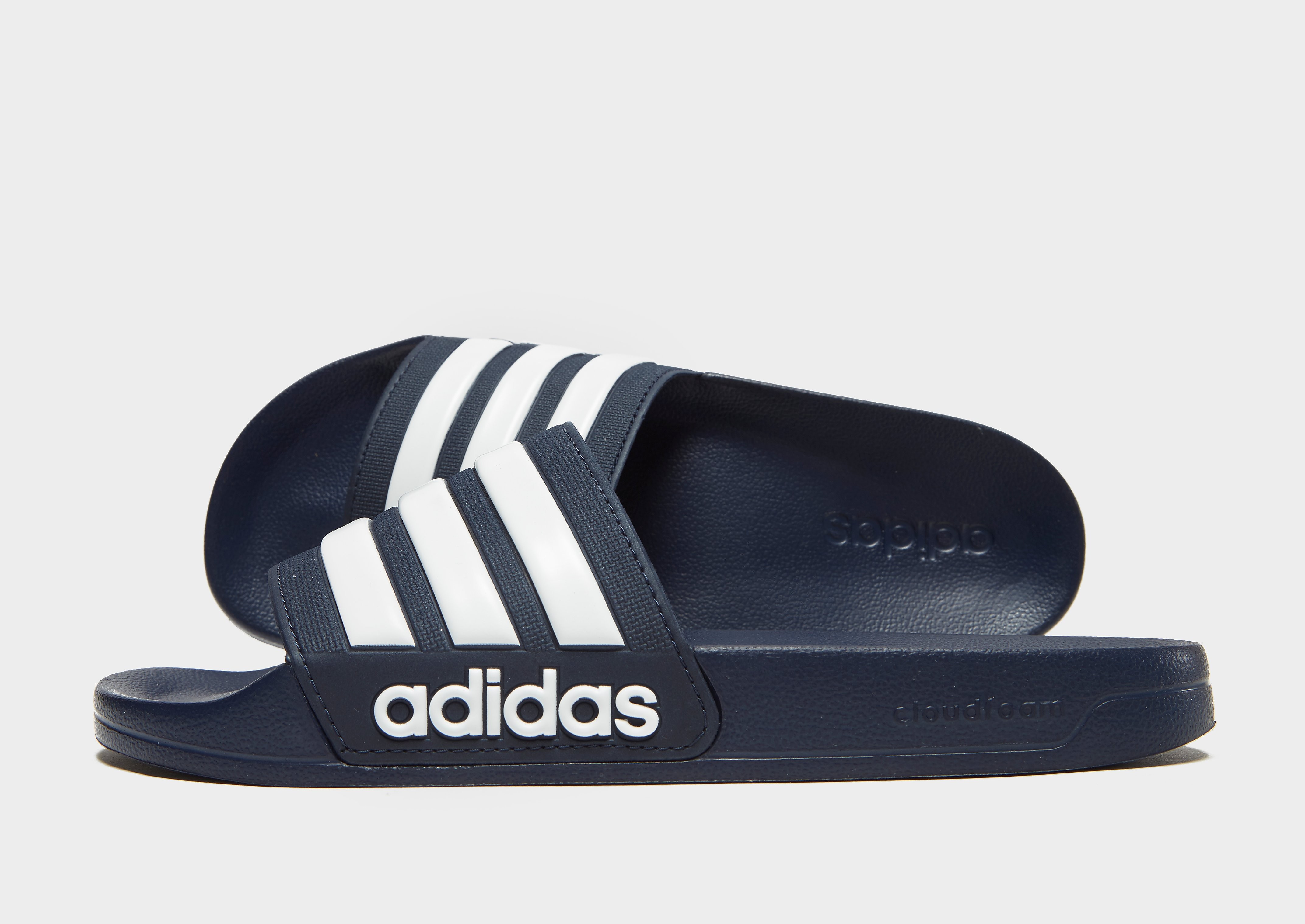 

adidas Cloudfoam Adilette Slides - Navy/White - Womens, Navy/White