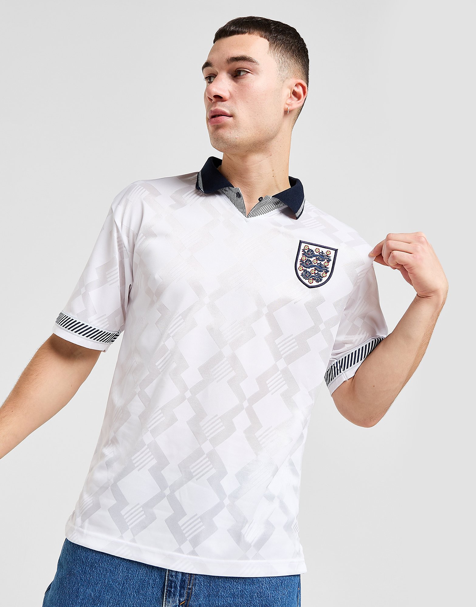 

Score Draw England '90 World Cup Home Retro Shirt - White/Navy - Mens, White/Navy