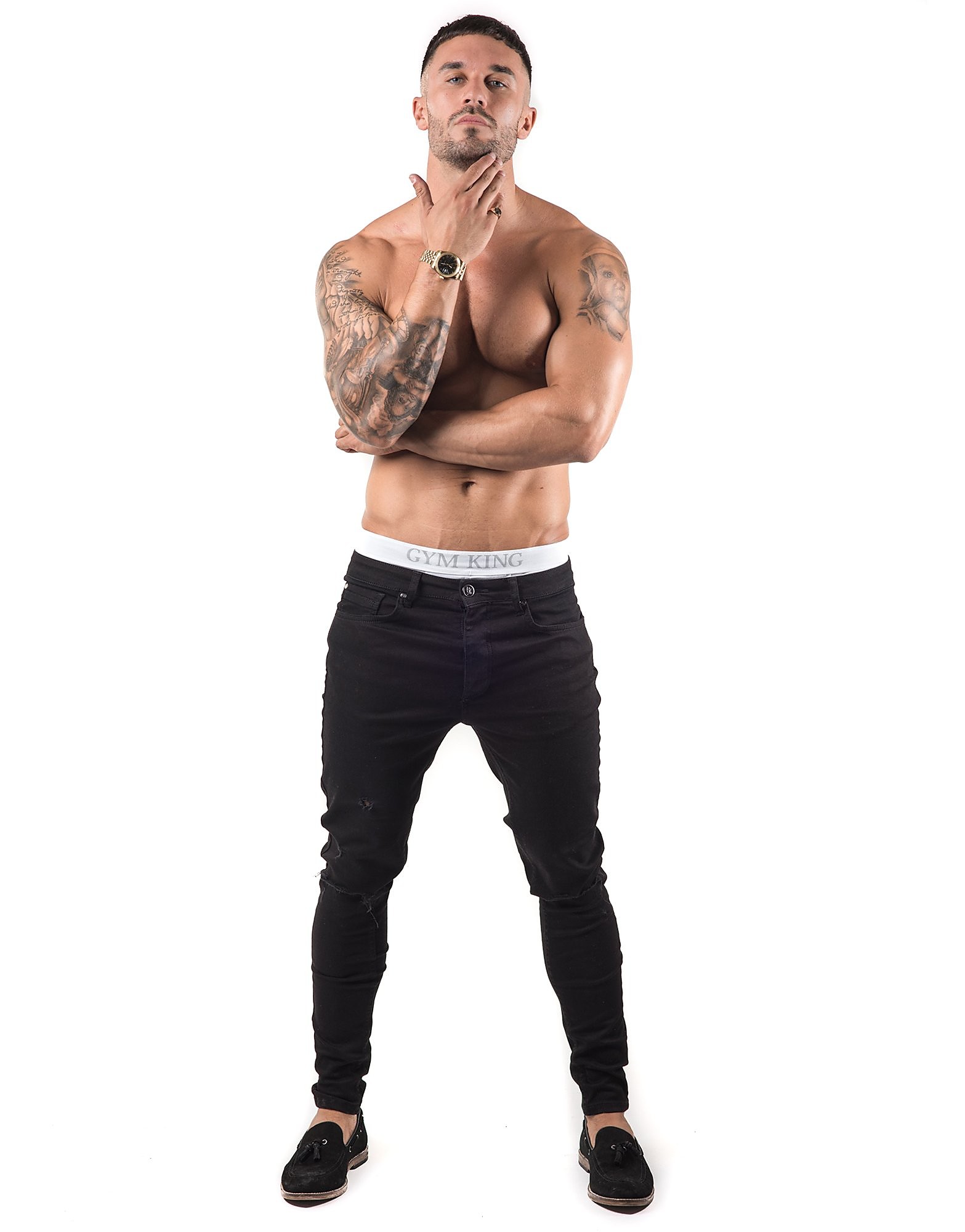 

Gym King Distressed Denim Jeans - Black - Mens, Black