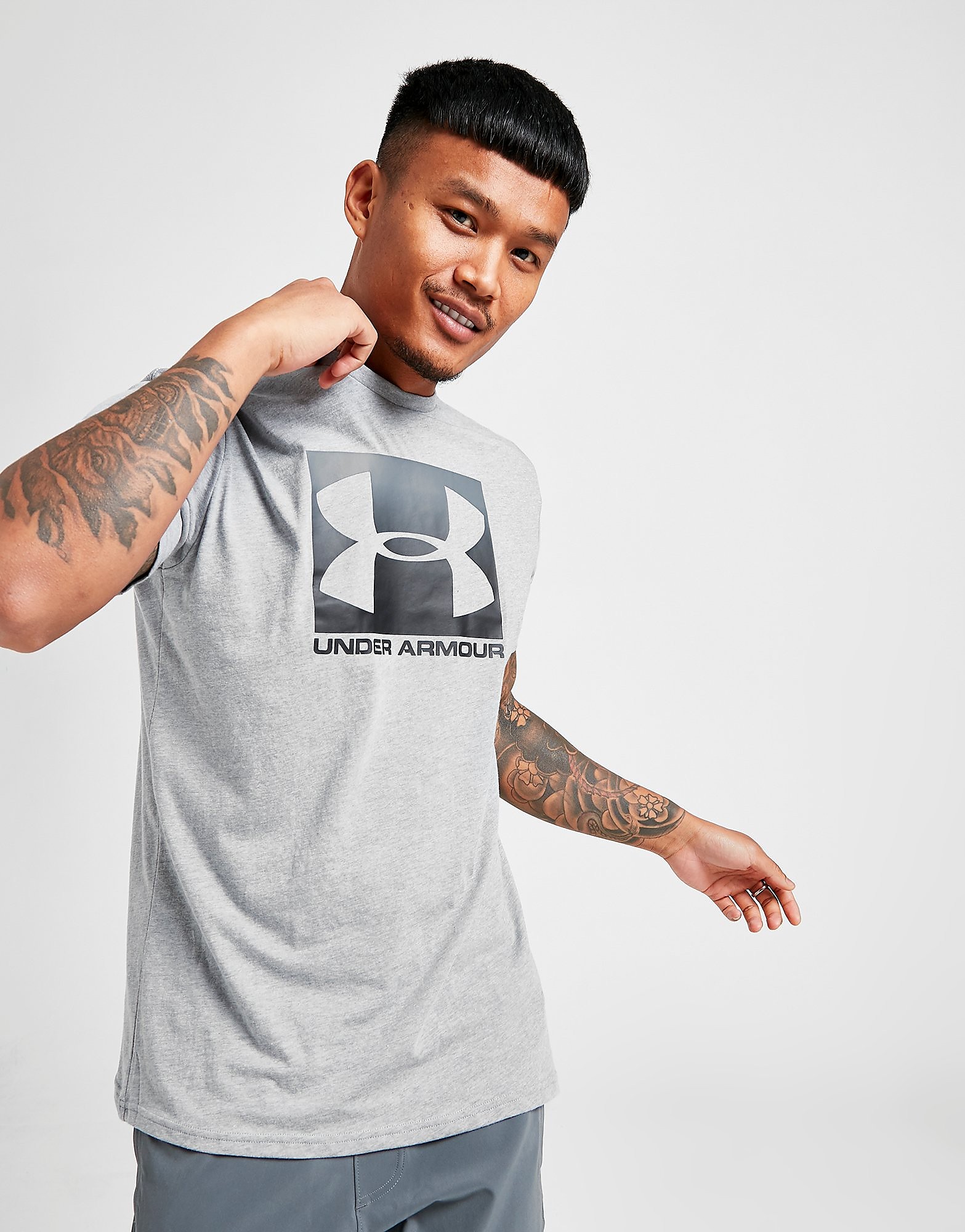 

Under Armour Boxed Sportstyle T-Shirt - Grey/Black - Mens, Grey/Black