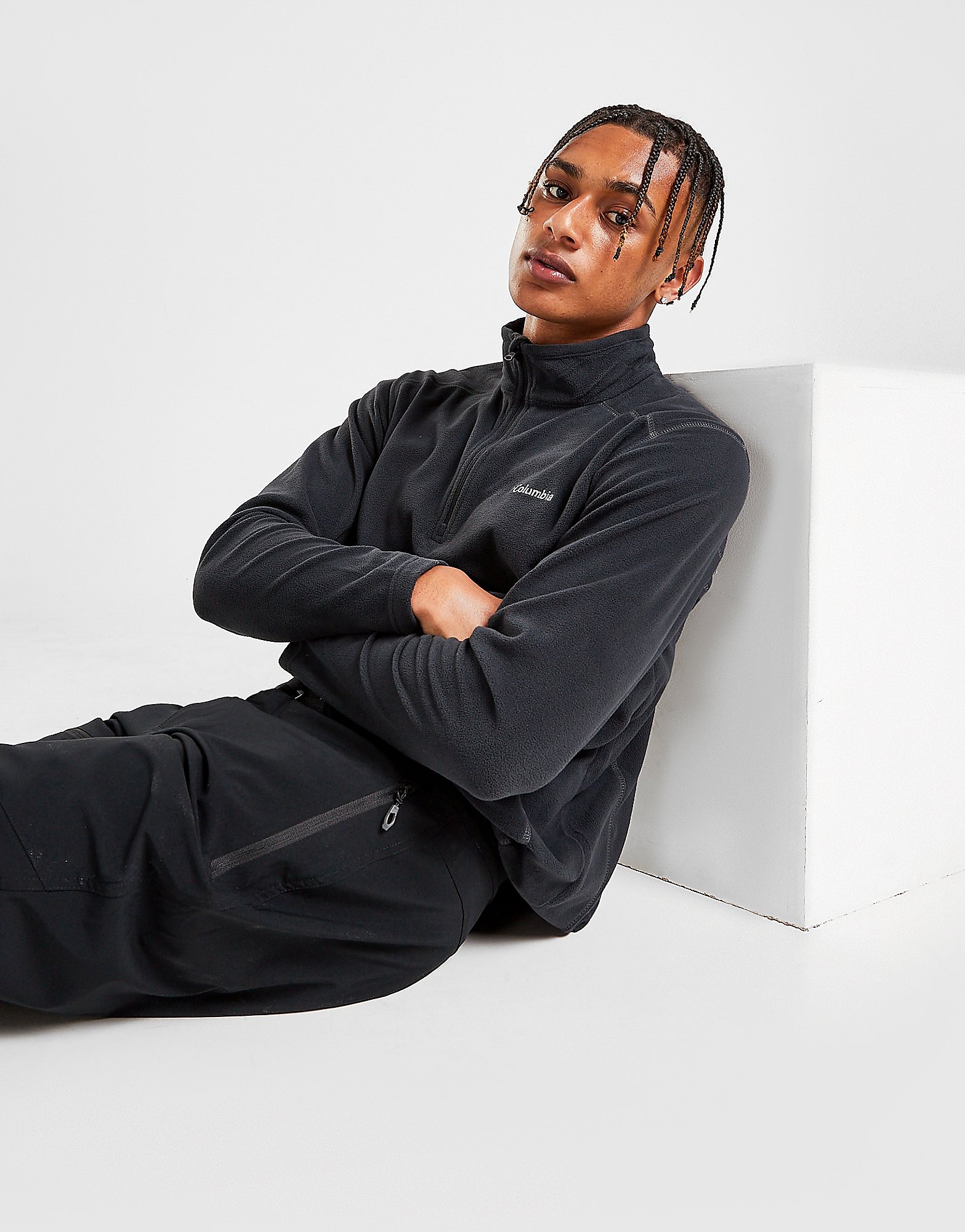 

Columbia Klamath 1/4 Zip Fleece Track Top - Black/White - Mens, Black/White