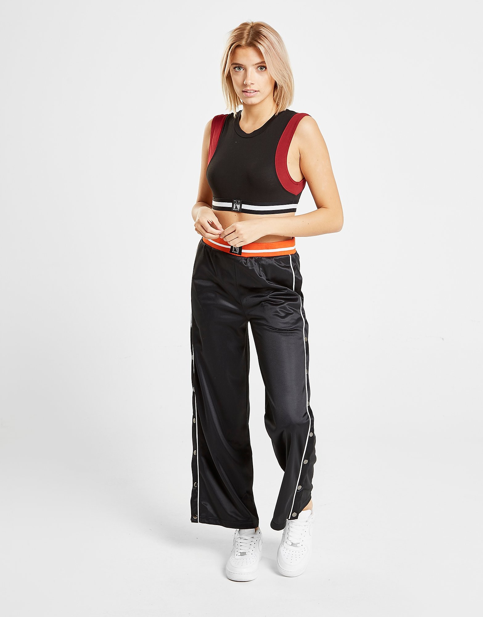 

Nicce Rib Waist Popper Track Pants - Black/Orange/White - Womens, Black/Orange/White