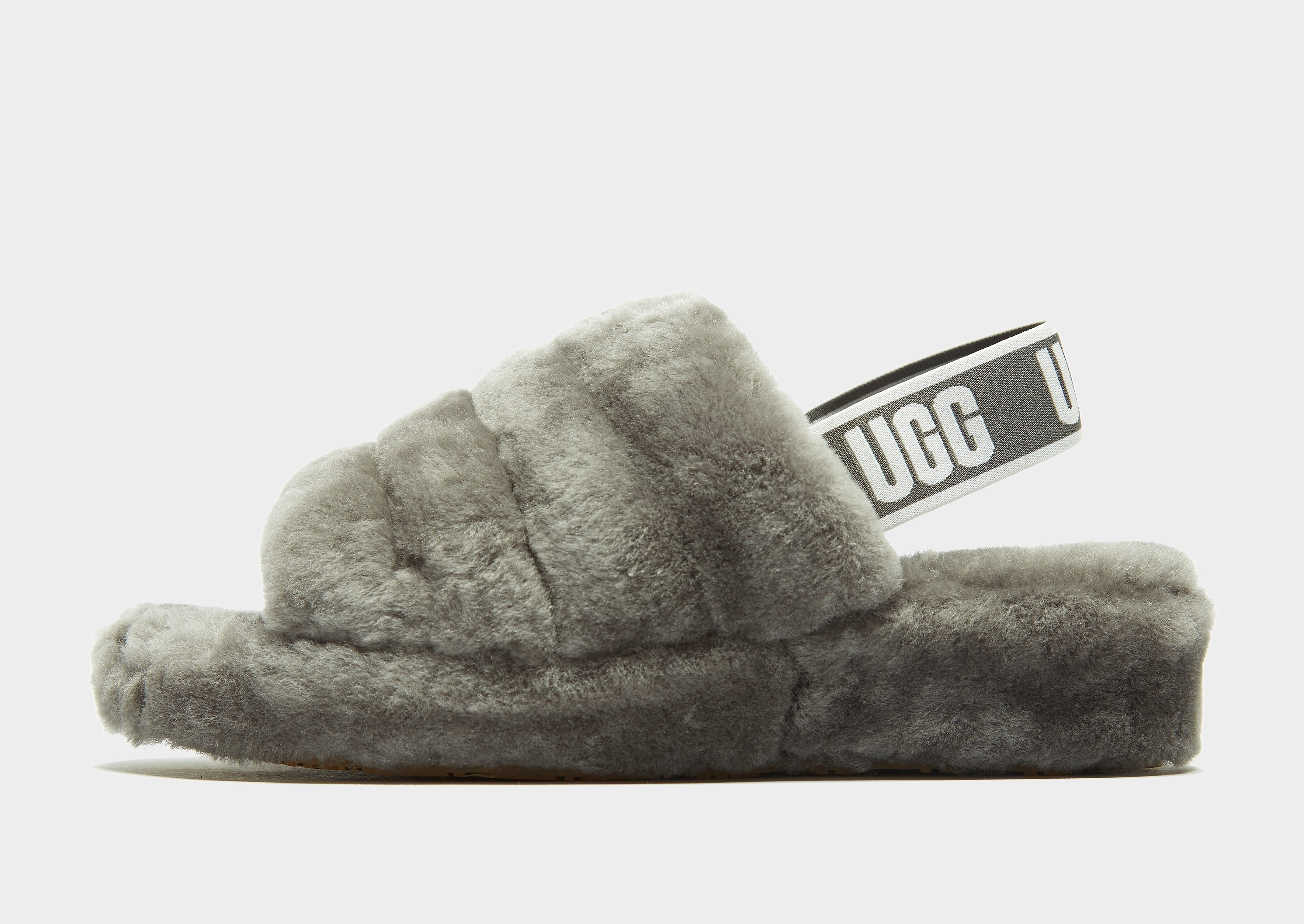 

UGG Fluff Yeah Logo Slides - Grey - Womens, Grey