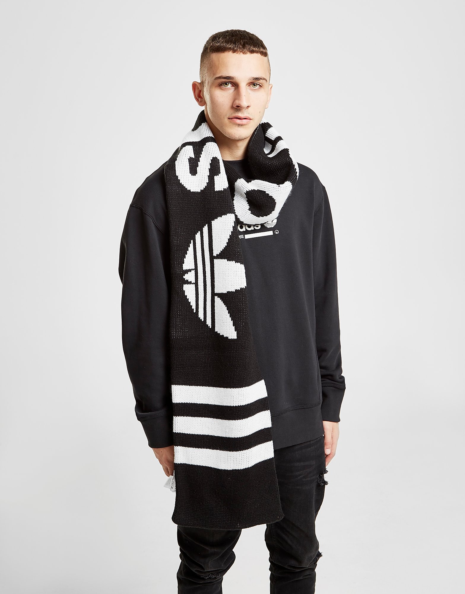 

adidas Originals Logo Scarf - Black/White - Womens, Black/White