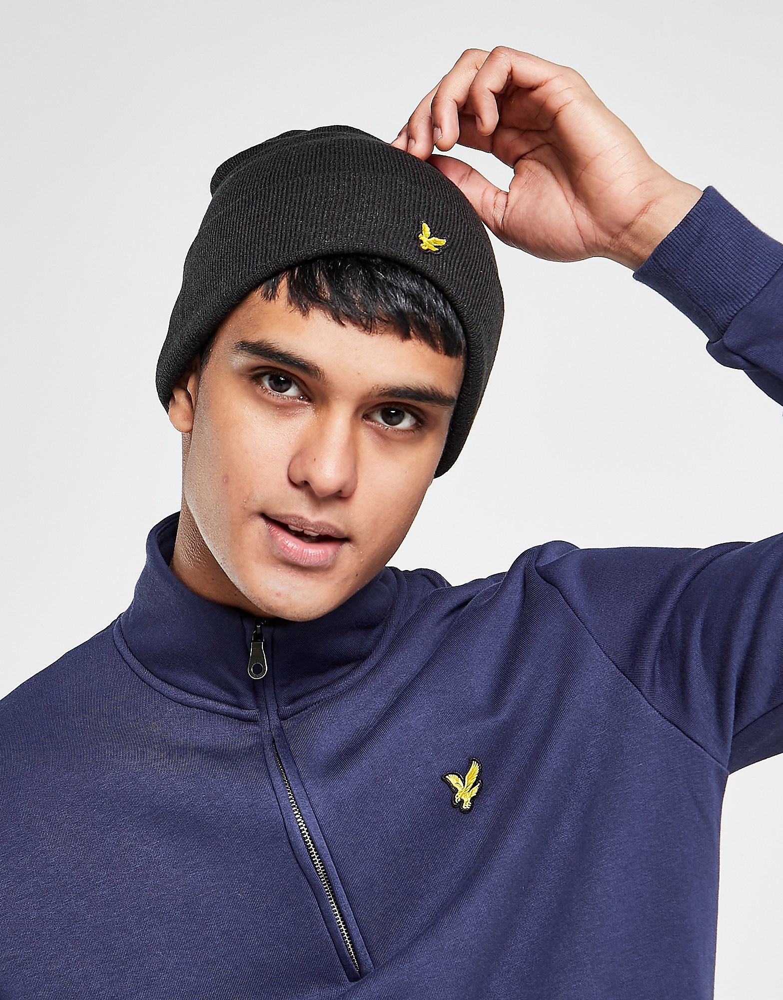 

Lyle & Scott Knitted Eagle Beanie - Black/Black - Mens, Black/Black