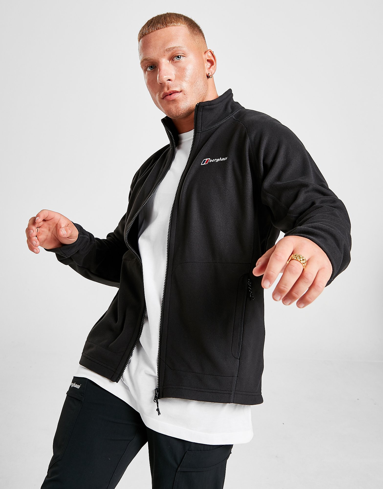 

Berghaus Hartsop Full Zip Fleece Jacket - Black/White - Mens, Black/White