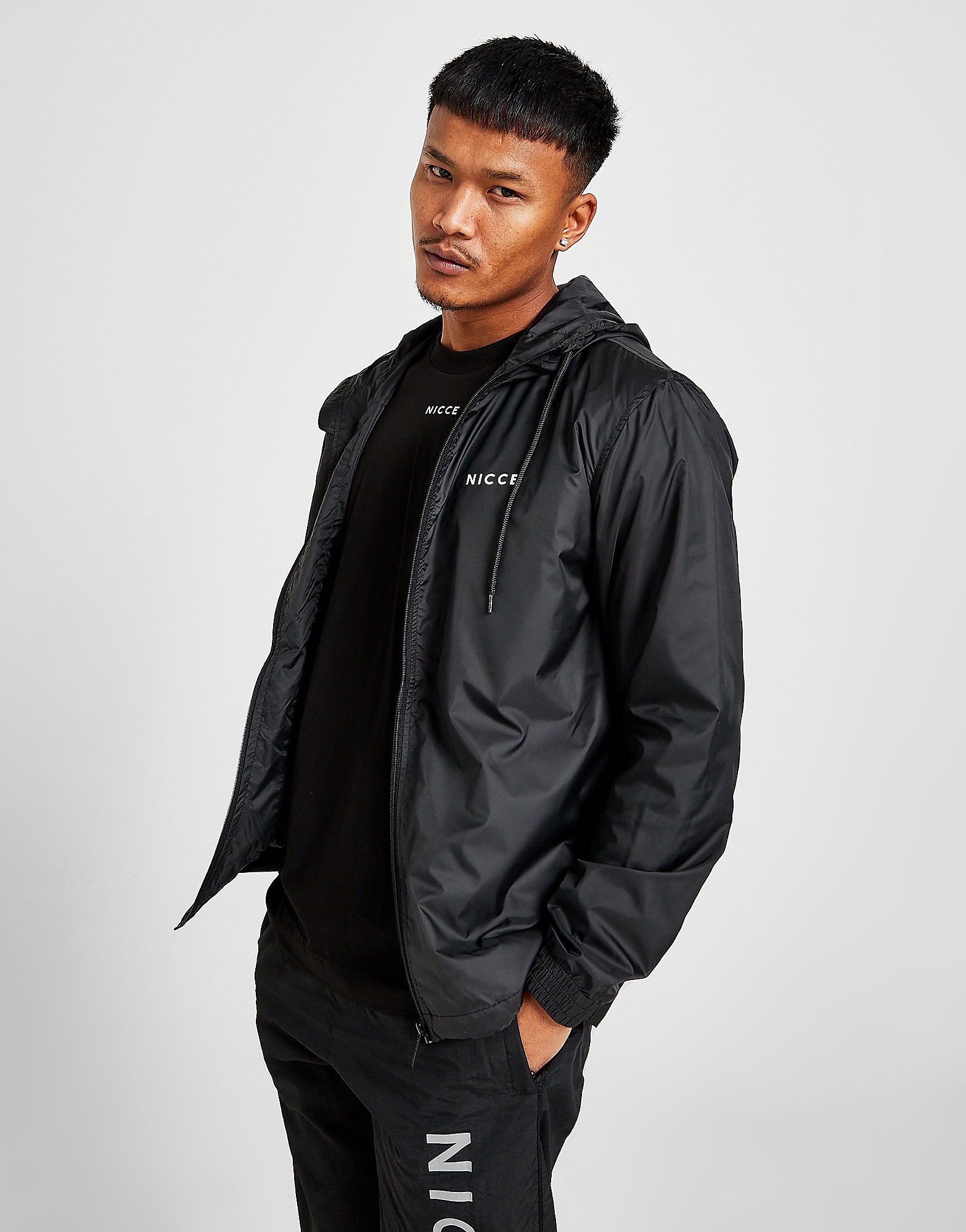 

Nicce Full Zip Windbreaker Jacket - Black/White - Mens, Black/White
