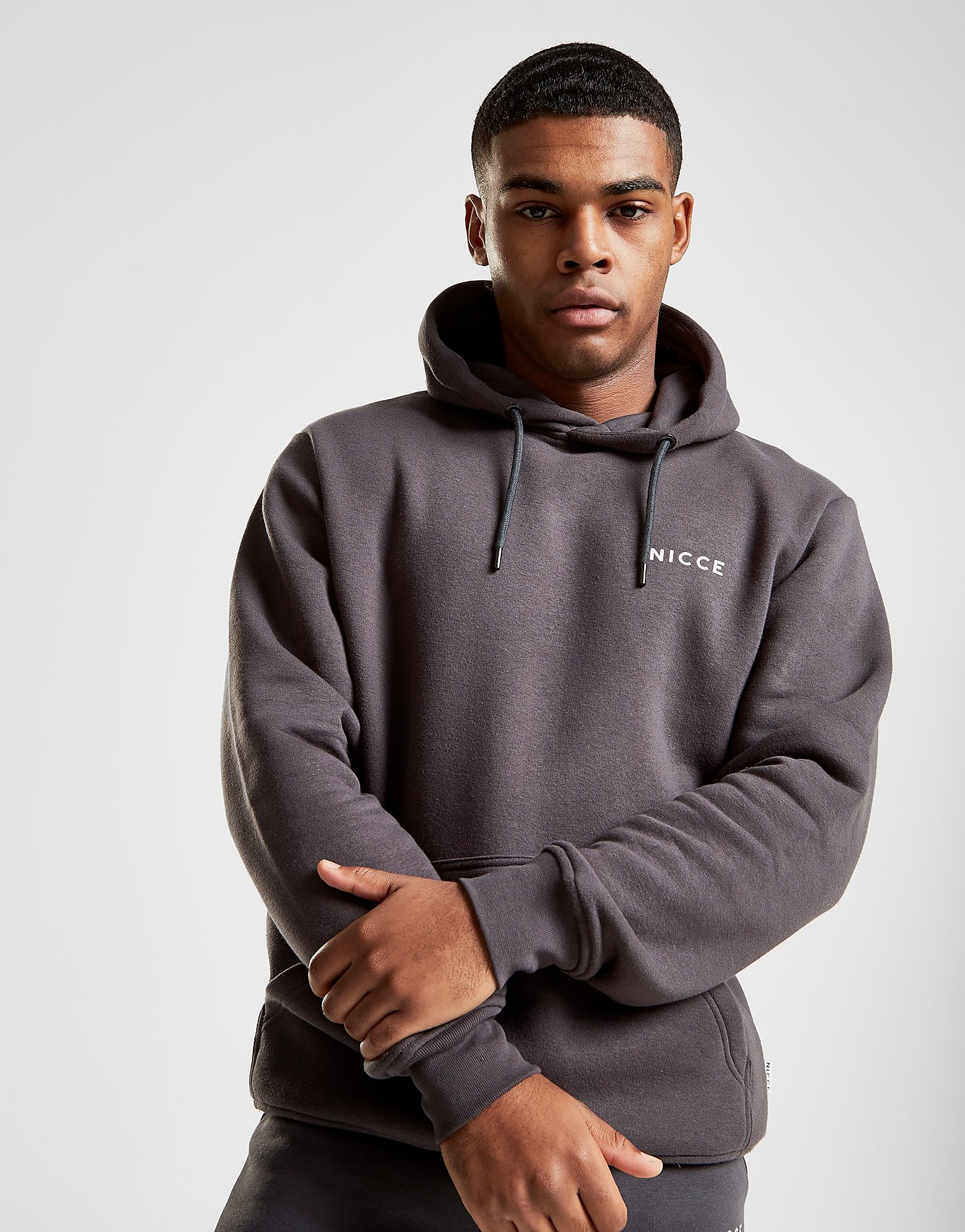 

Nicce Chest Logo Hoodie - Grey/White - Mens, Grey/White
