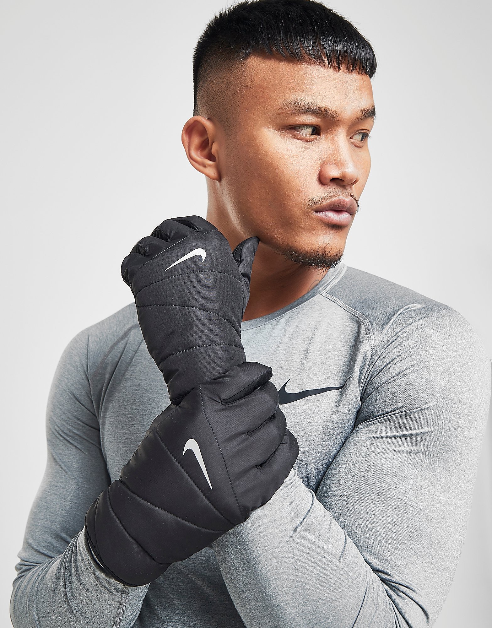 Nike Quilted Running Gloves - Black/White - Womens, Black/White