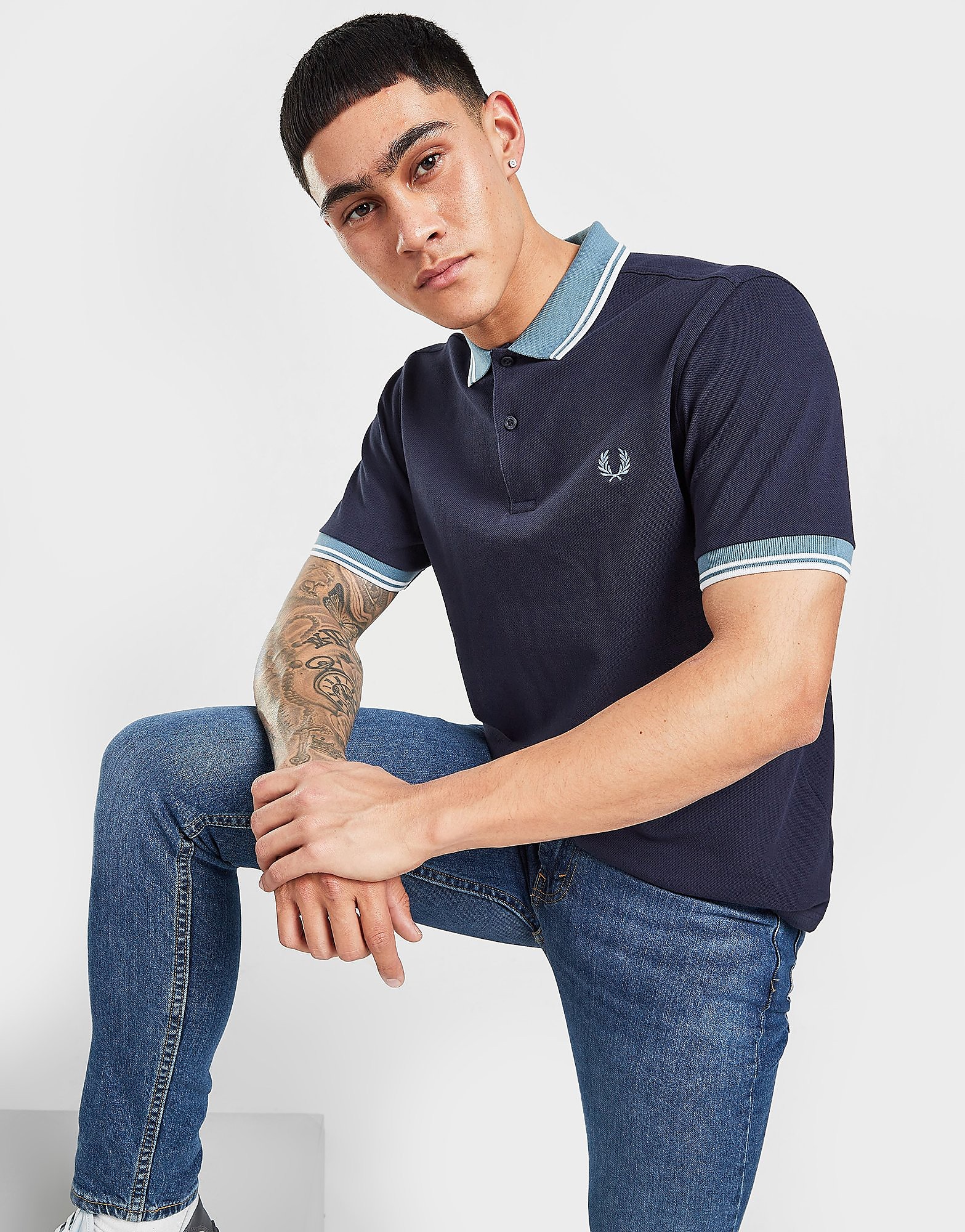 

Fred Perry Contrast Collar Short Sleeve Polo Shirt - Blue - Mens, Blue