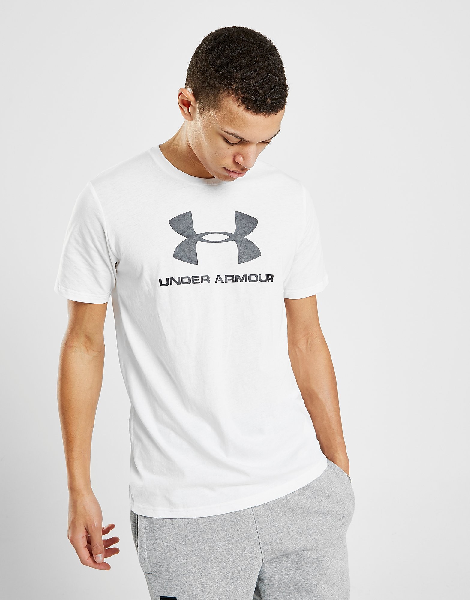 

Under Armour Sportstyle Logo Short Sleeve T-Shirt - White/Black - Mens, White/Black