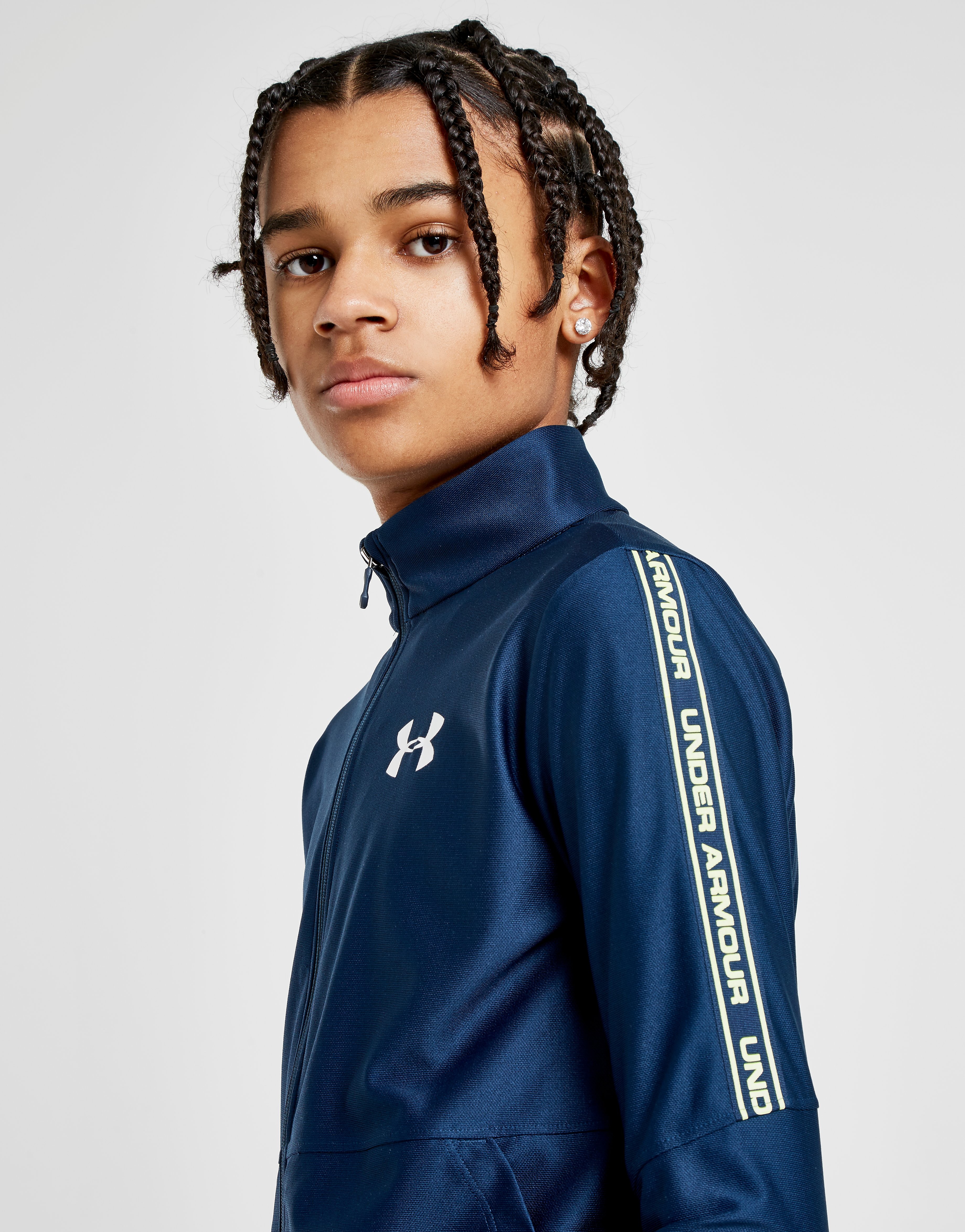 Under Armour Tape Track Top Junior Blauw Kind under armour kopen in de aanbieding