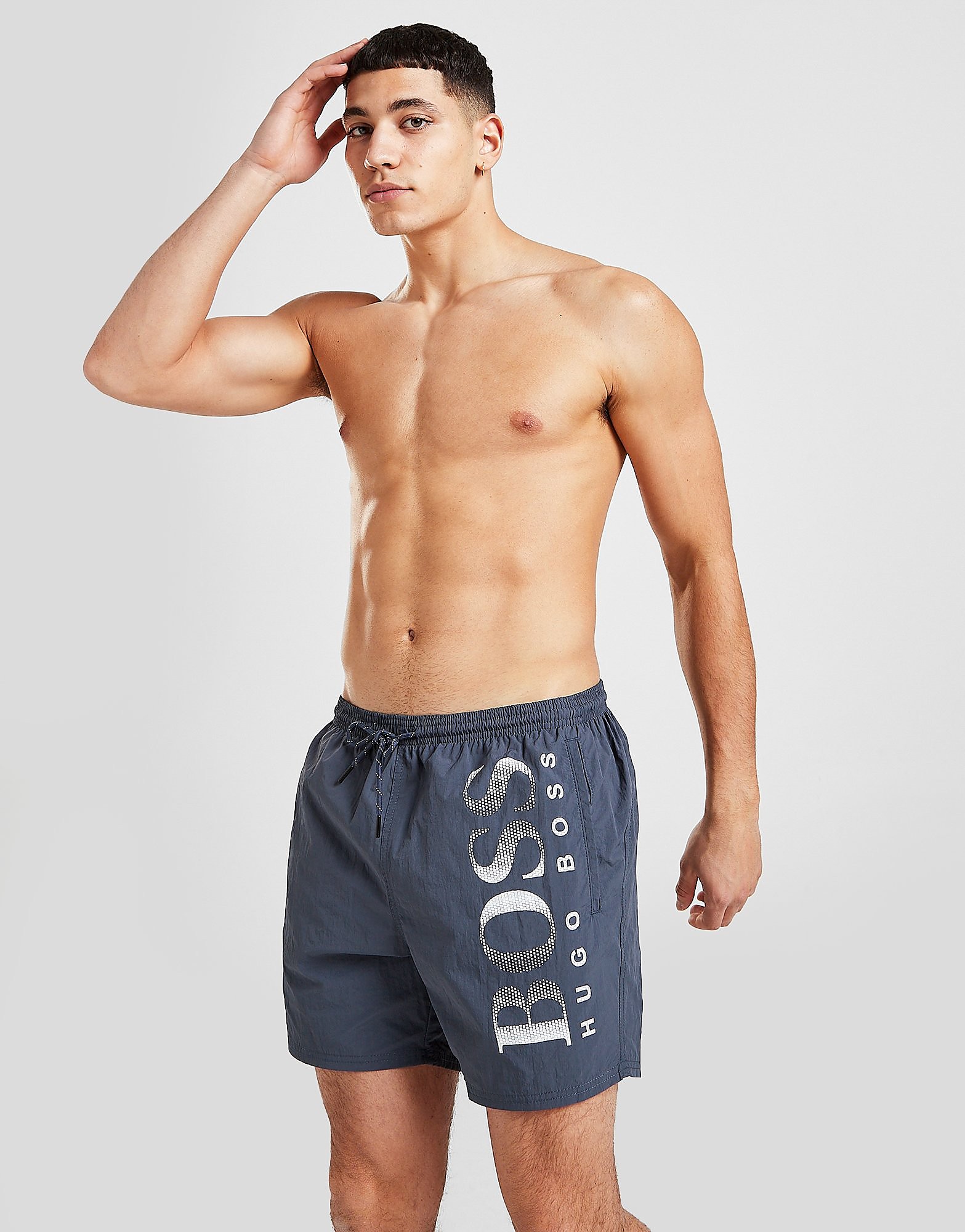 

BOSS Octopus Swim Shorts - Grey/White - Mens, Grey/White