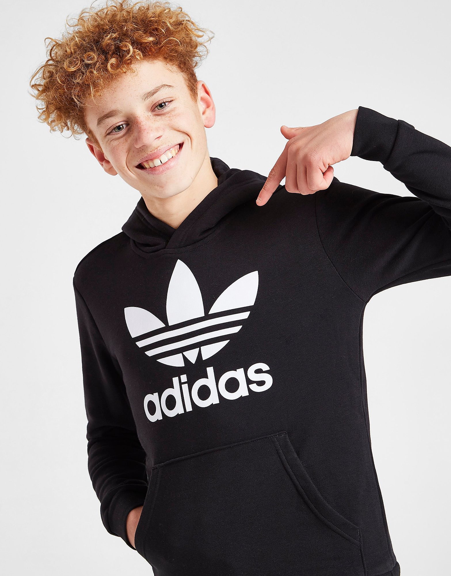 

adidas Originals Trefoil Hoodie Junior - Black/White - Kids, Black/White