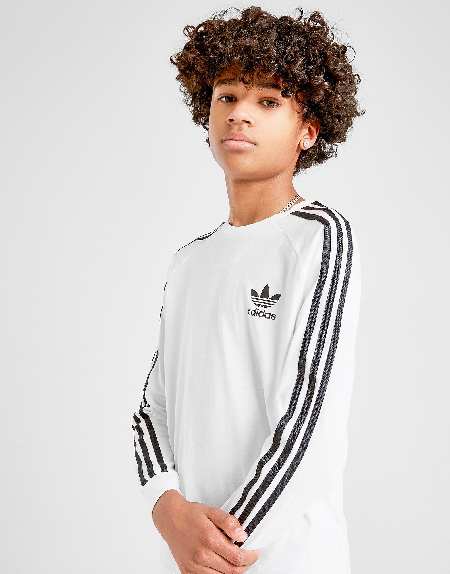 

adidas Originals California Long Sleeve T-Shirt Junior - White/Black - Kids, White/Black