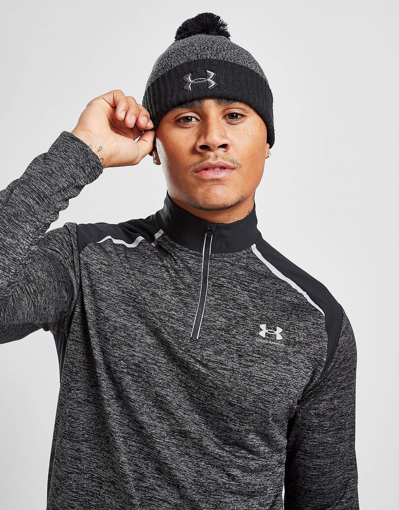 

Under Armour Logo Pom Beanie Hat - Only at JD - Grey/Black - Womens, Grey/Black