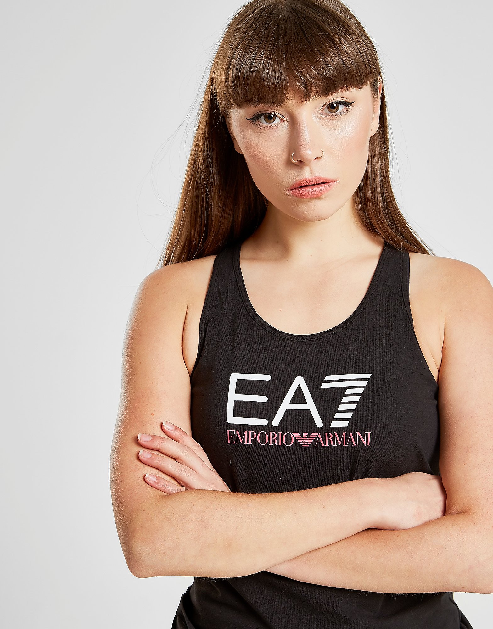 Emporio Armani Ea7 Logo Tank Top Dames Zwart emporio armani ea7 kopen in de aanbieding