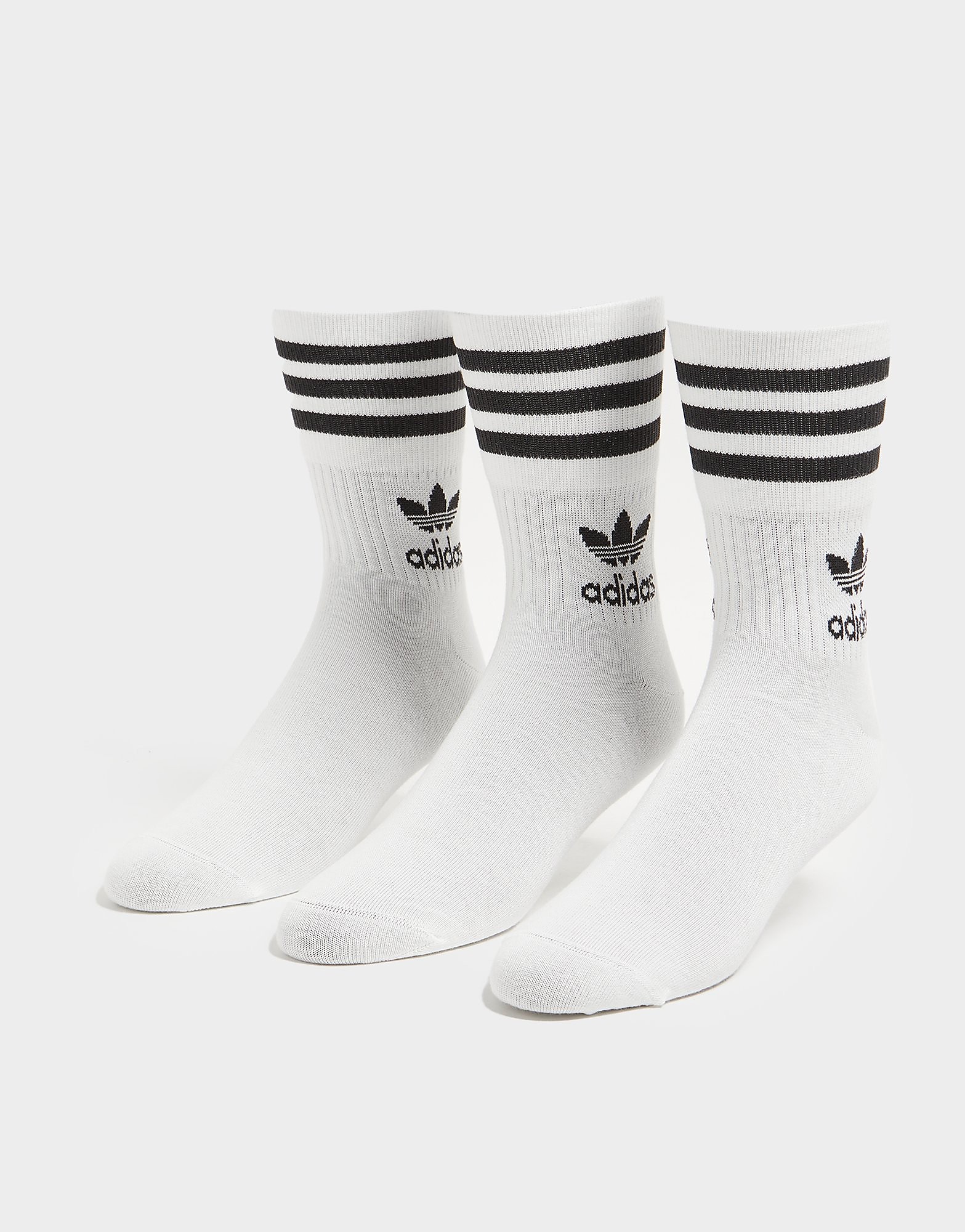

adidas Originals 3 Pack Solid Mid Crew Socks - White/Black - Kids, White/Black