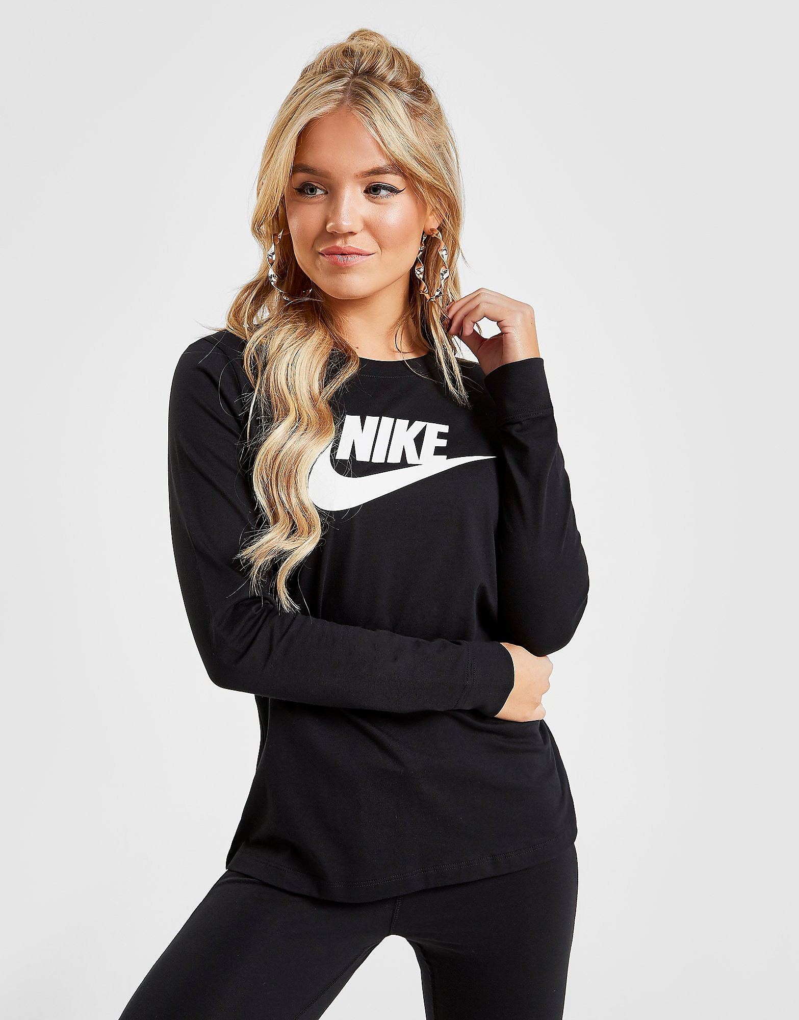

Nike Essential Futura Long Sleeve T-Shirt - Black/BLK/WH - Womens, Black/BLK/WH