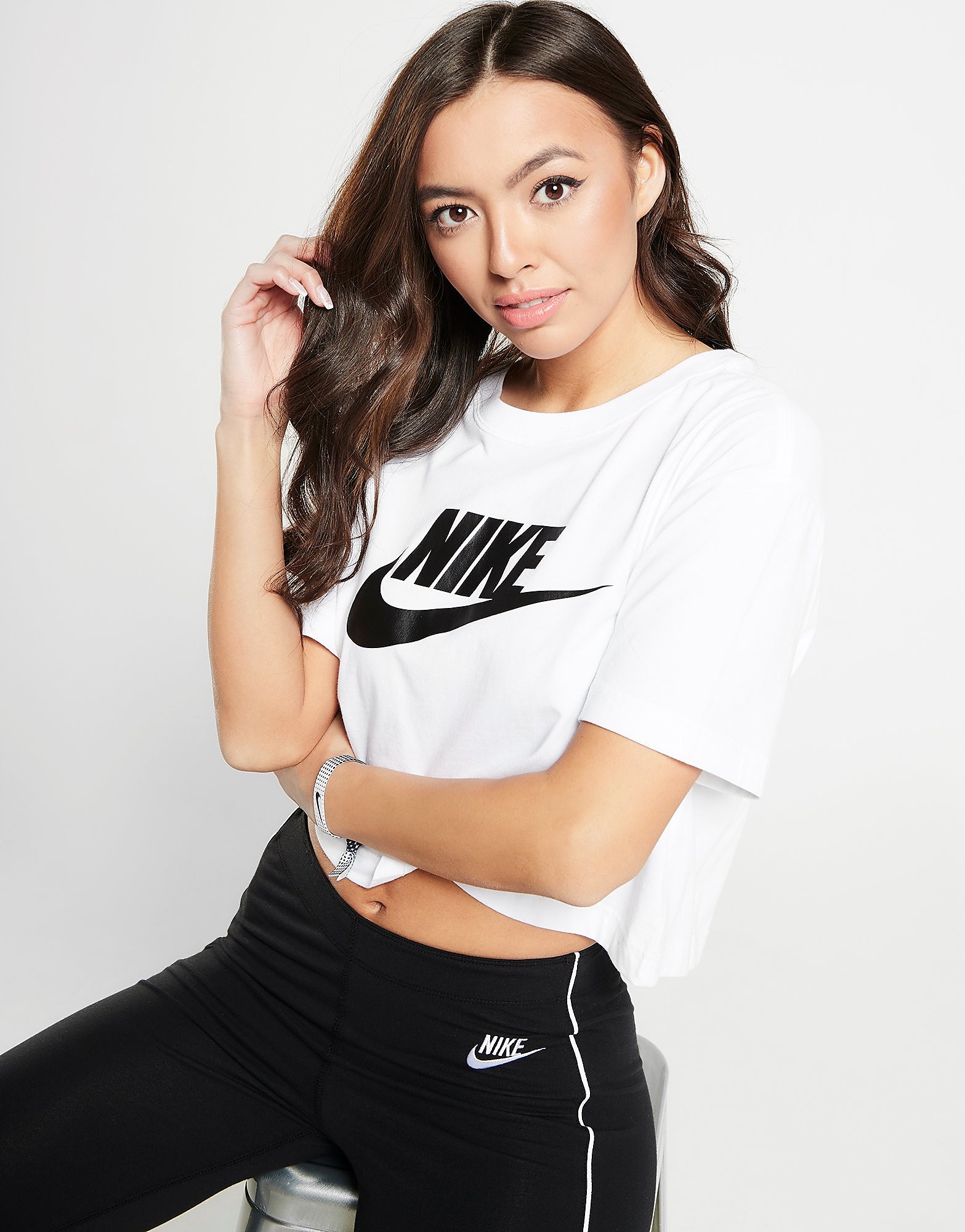 

Nike Essential Futura Crop T-Shirt Women's - White/Black, White/Black