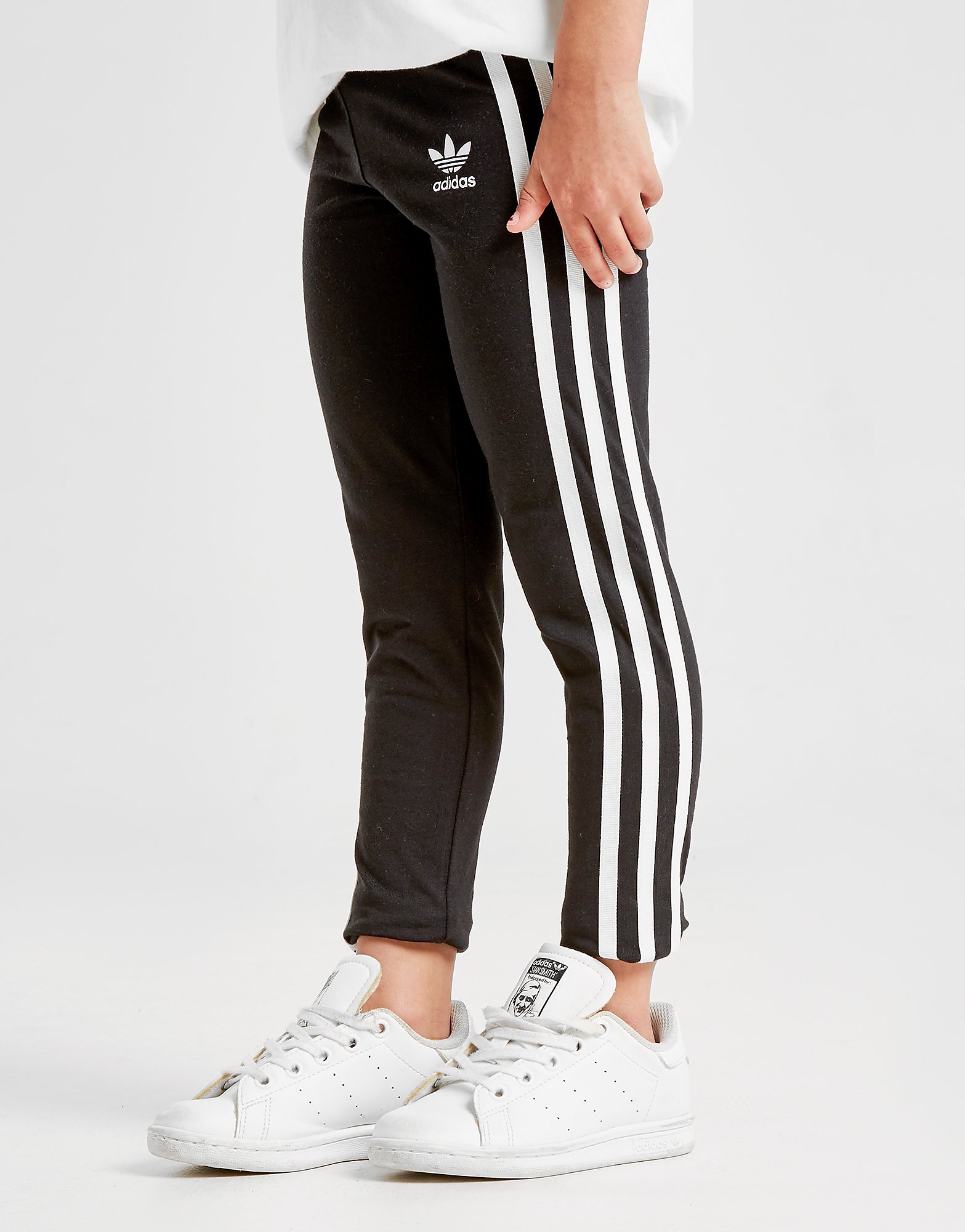 

adidas Originals Girls' 3-Stripes Leggings Children - Black / White/White - Kids, Black / White/White