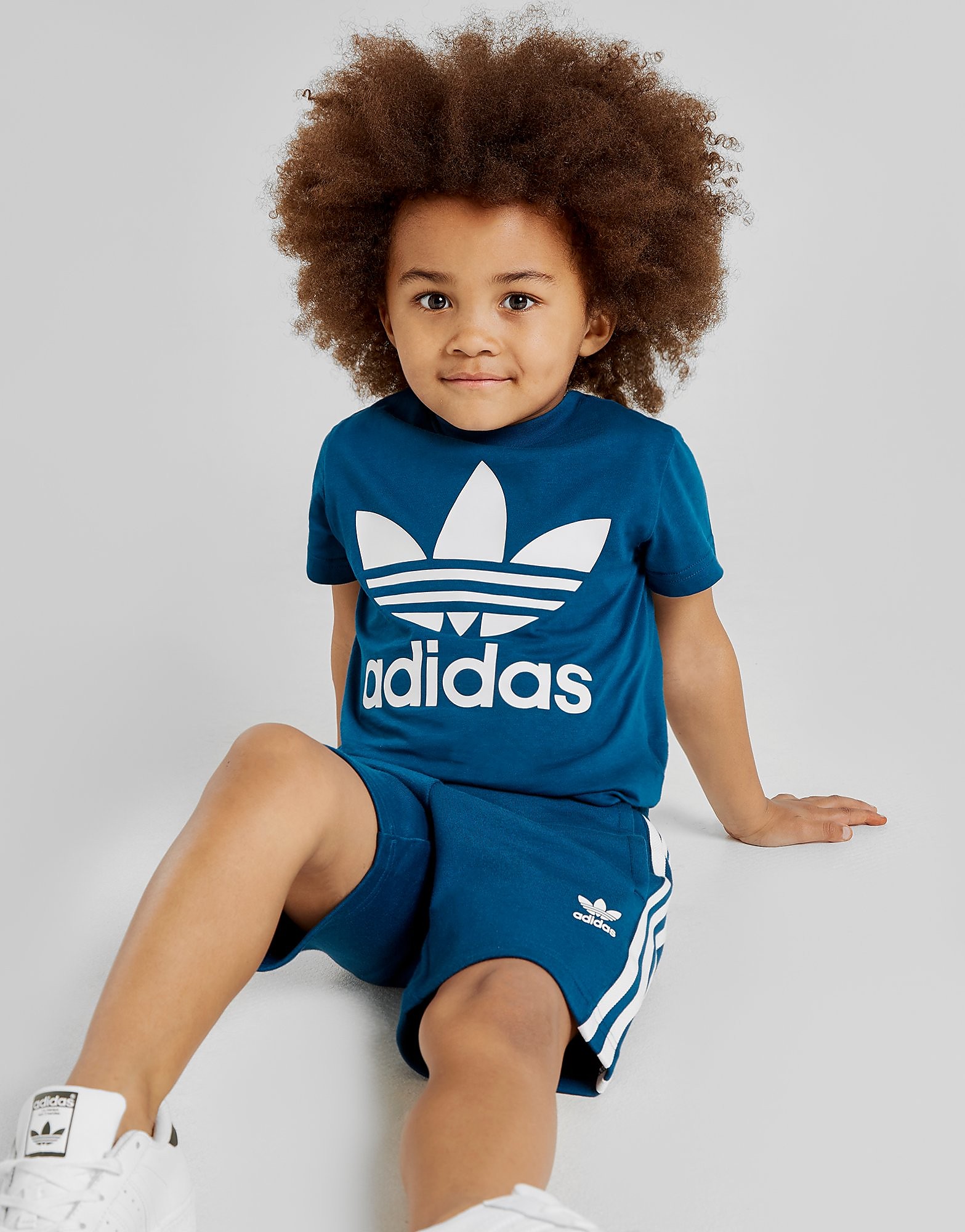 Adidas Originals Trefoil T Shirtshorts Set Kinderen Blauw Kind adidas originals kopen in de aanbieding