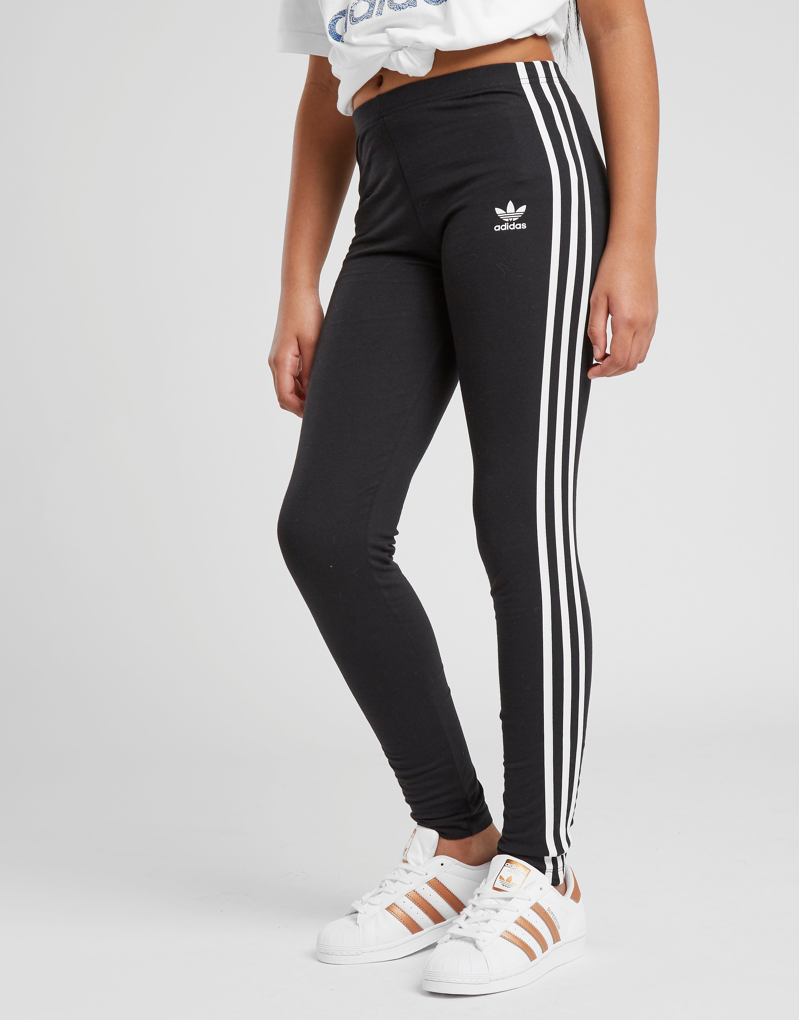 Adidas Originals Girls Trefoil 3 Stripes Leggings Junior Zwart Kind adidas originals kopen in de aanbieding