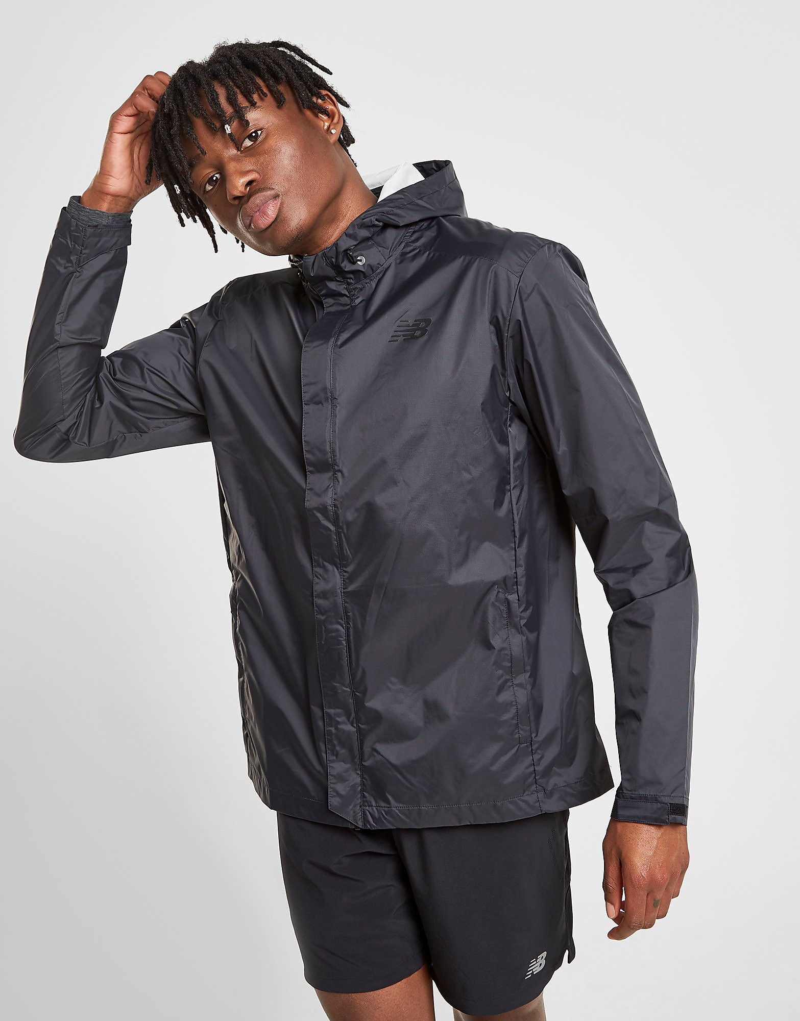 New Balance Woven Windbreaker Jacket Heren Zwart new balance kopen in de aanbieding