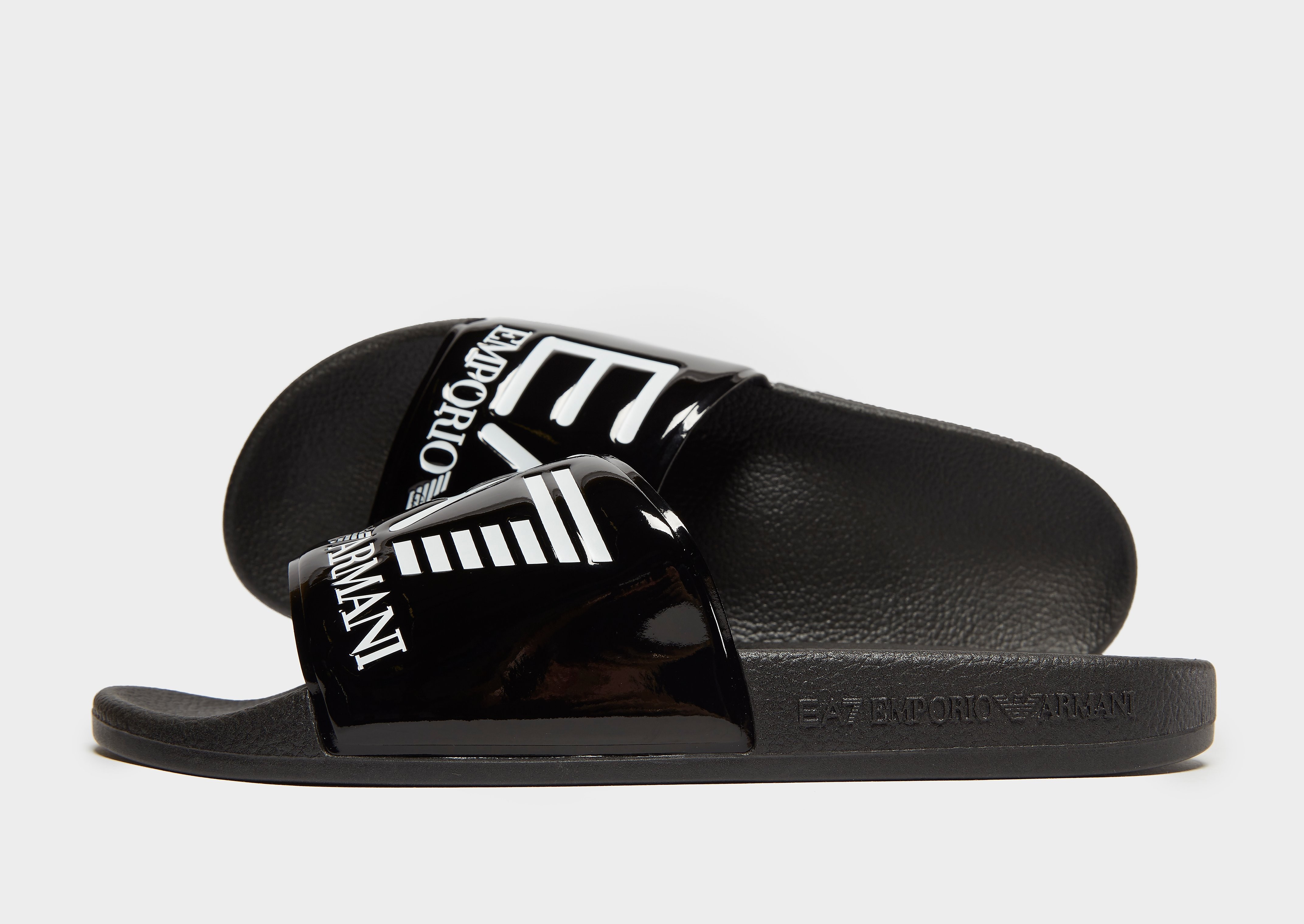 Emporio Armani EA7 Sea World Slides - Black/White - Mens, Black/White