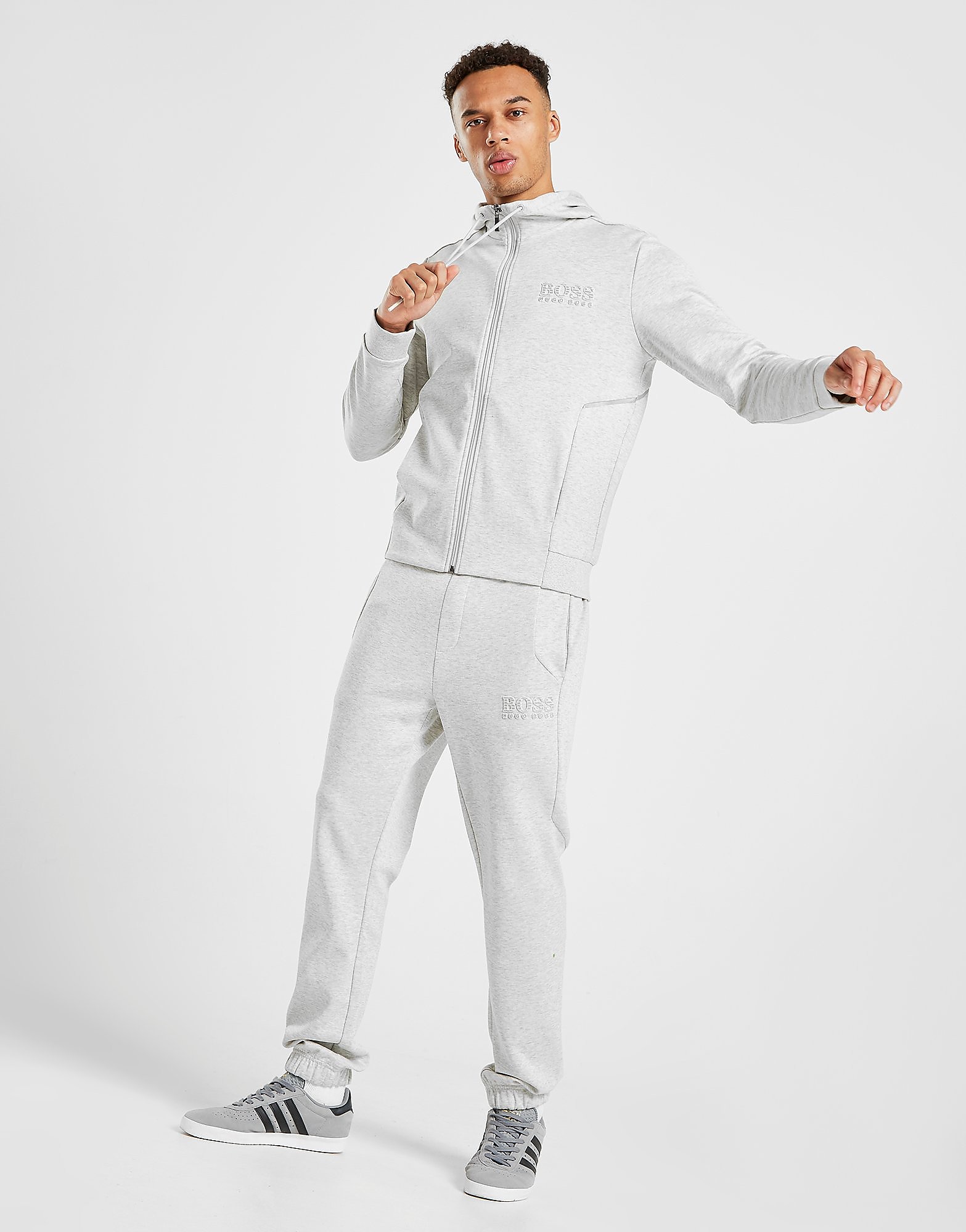 Boss Zip Through Hoodie Heren Grijs boss kopen in de aanbieding