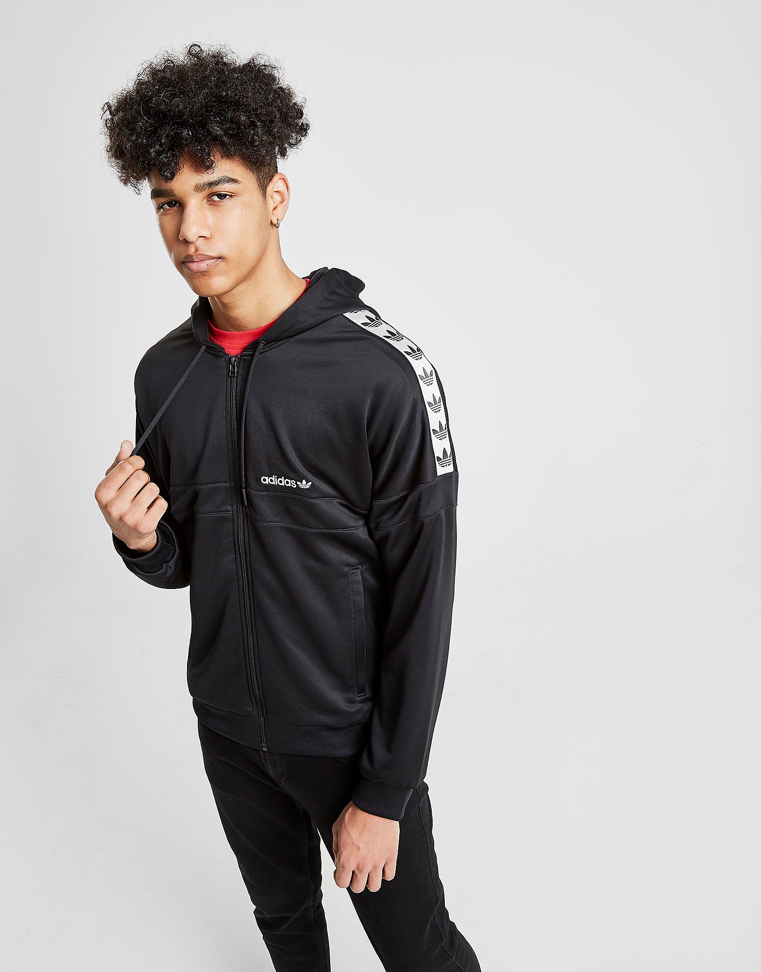 Adidas Originals Tape Full Zip Hoodie Heren Alleen Bij Jd Zwart adidas originals kopen in de aanbieding