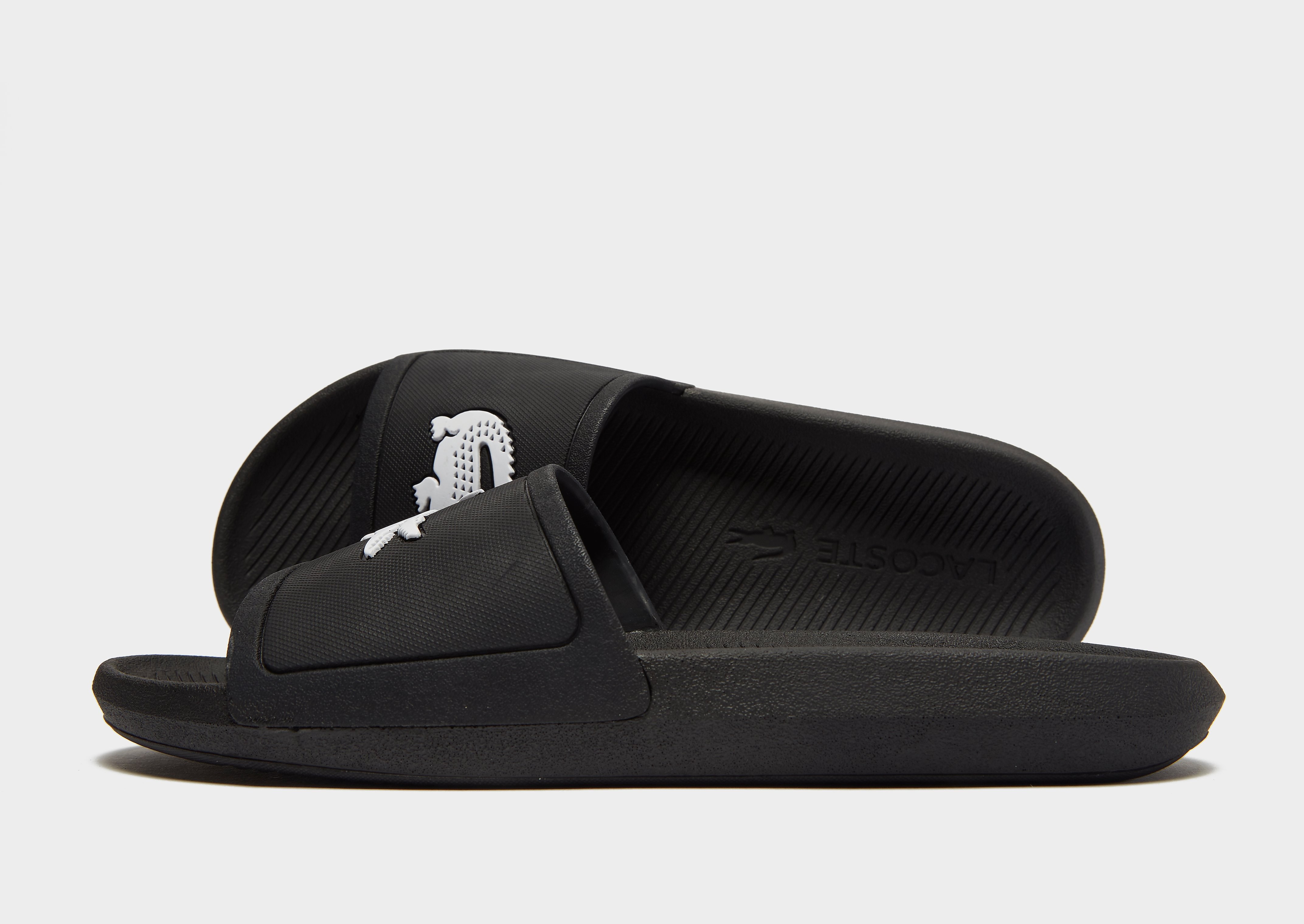 

Lacoste Croco Slides - Black/White - Mens, Black/White