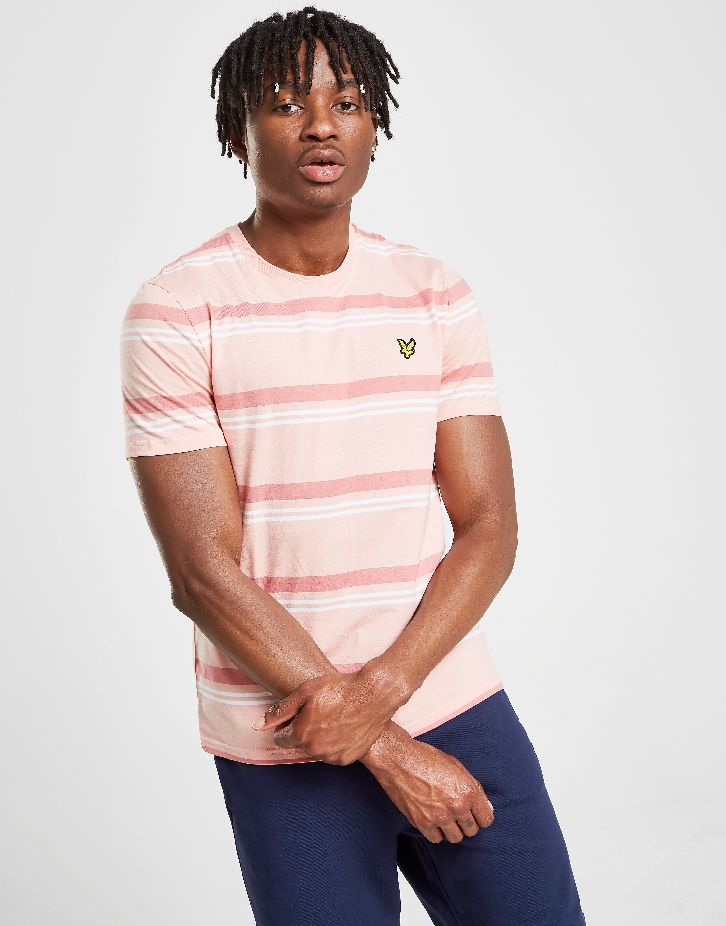 Lyle Scott Stripe T Shirt Heren Roze lyle scott kopen in de aanbieding