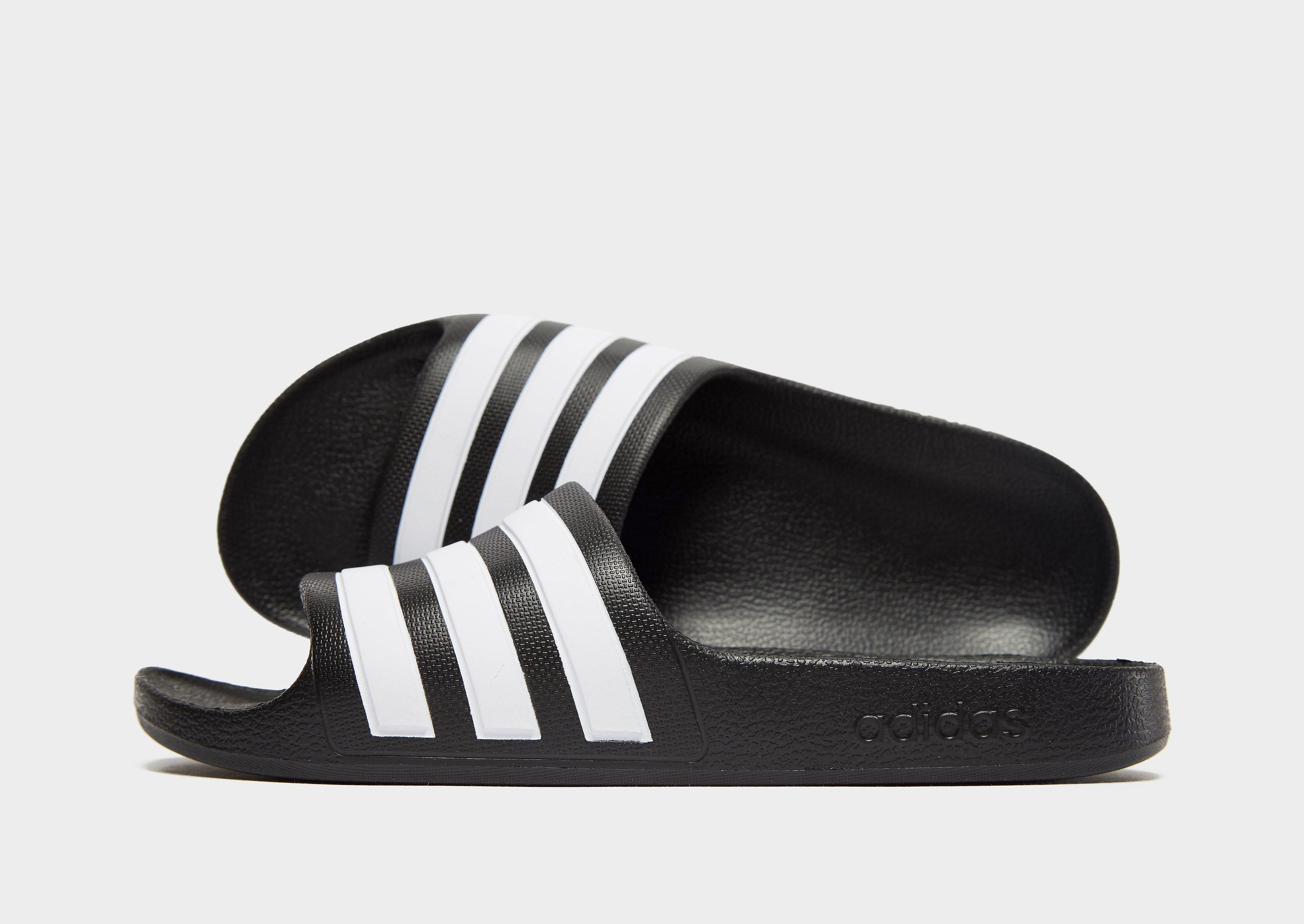 

adidas Adilette Aqua Slides Junior - Black/White - Kids, Black/White