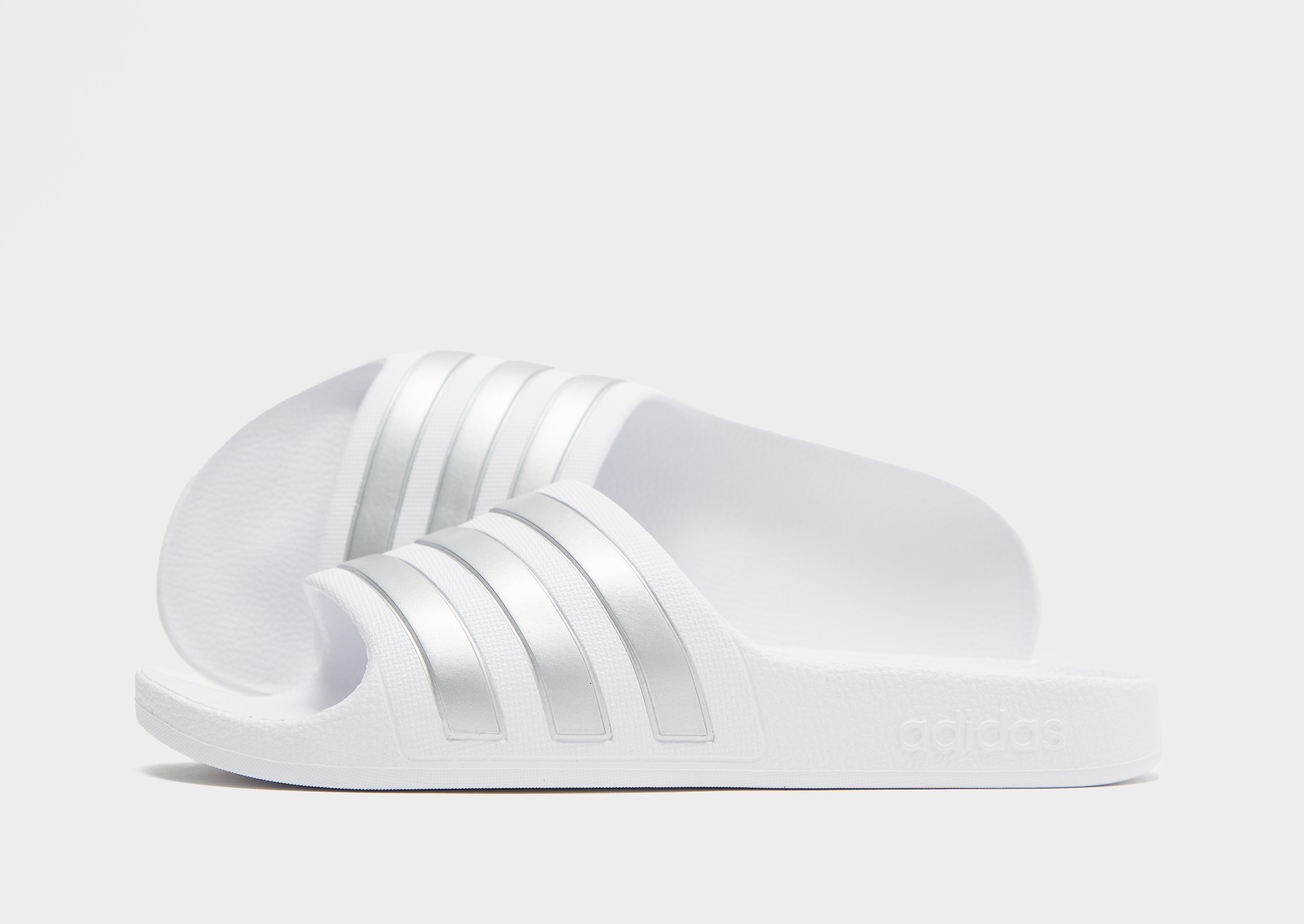

adidas Adilette Aqua Slides Junior - White/Silver - Kids, White/Silver