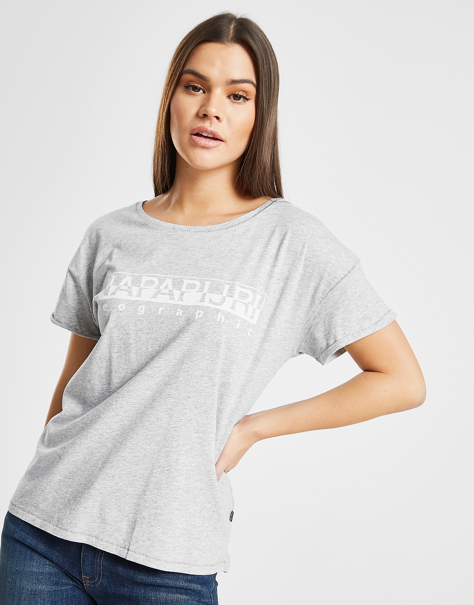 

Napapijri T-Shirt - Grey/White - Womens, Grey/White