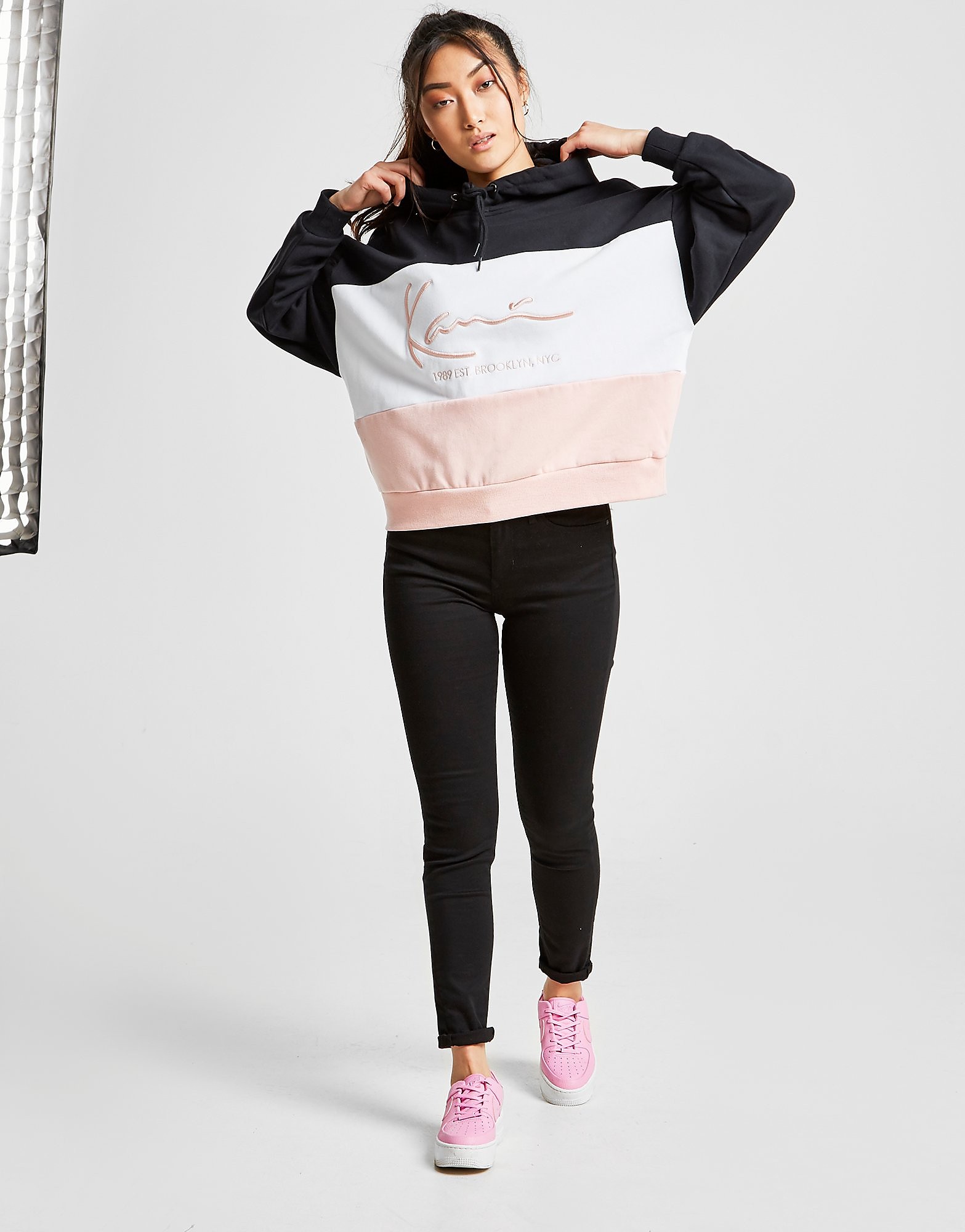 Karl Kani Colour Block Signature Hoodie Dames Roze karl kani kopen in de aanbieding