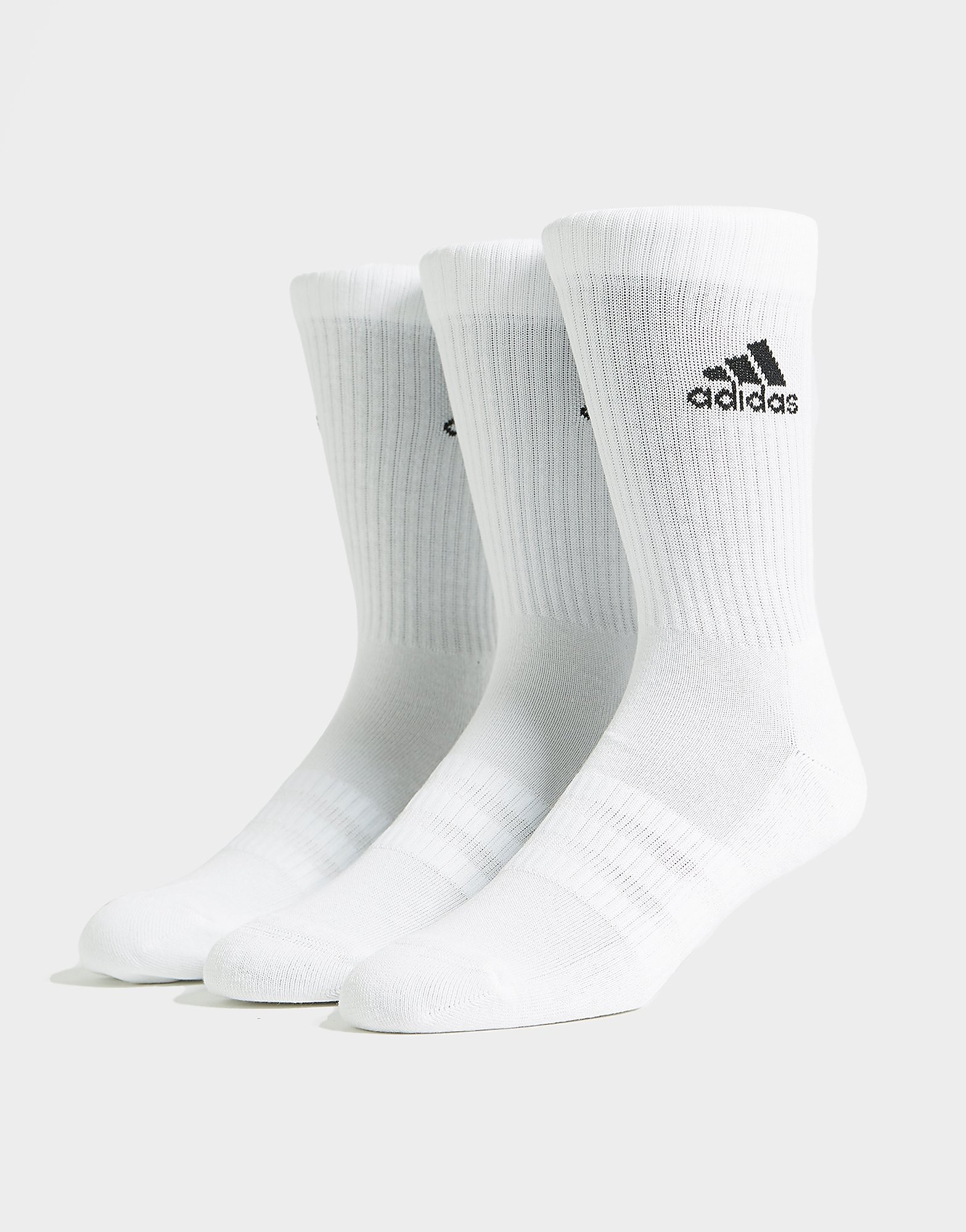 

adidas 3 Pack Crew Socks - White - Womens, White