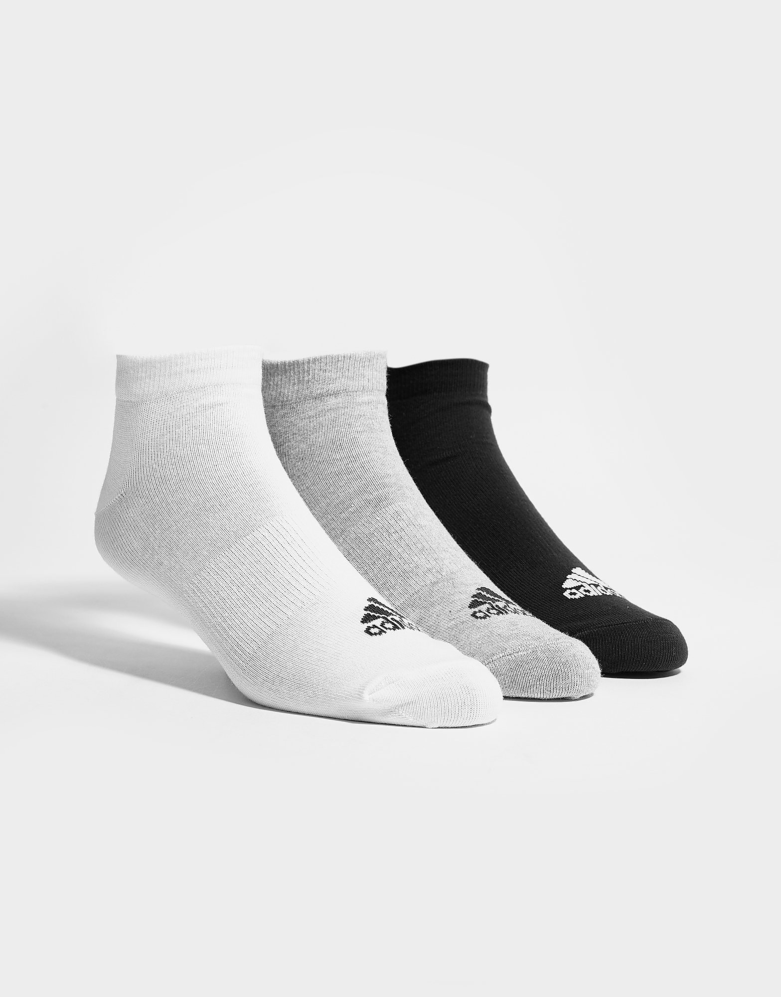 

adidas 3 Pack Invisible Socks - Black/Grey - Womens, Black/Grey